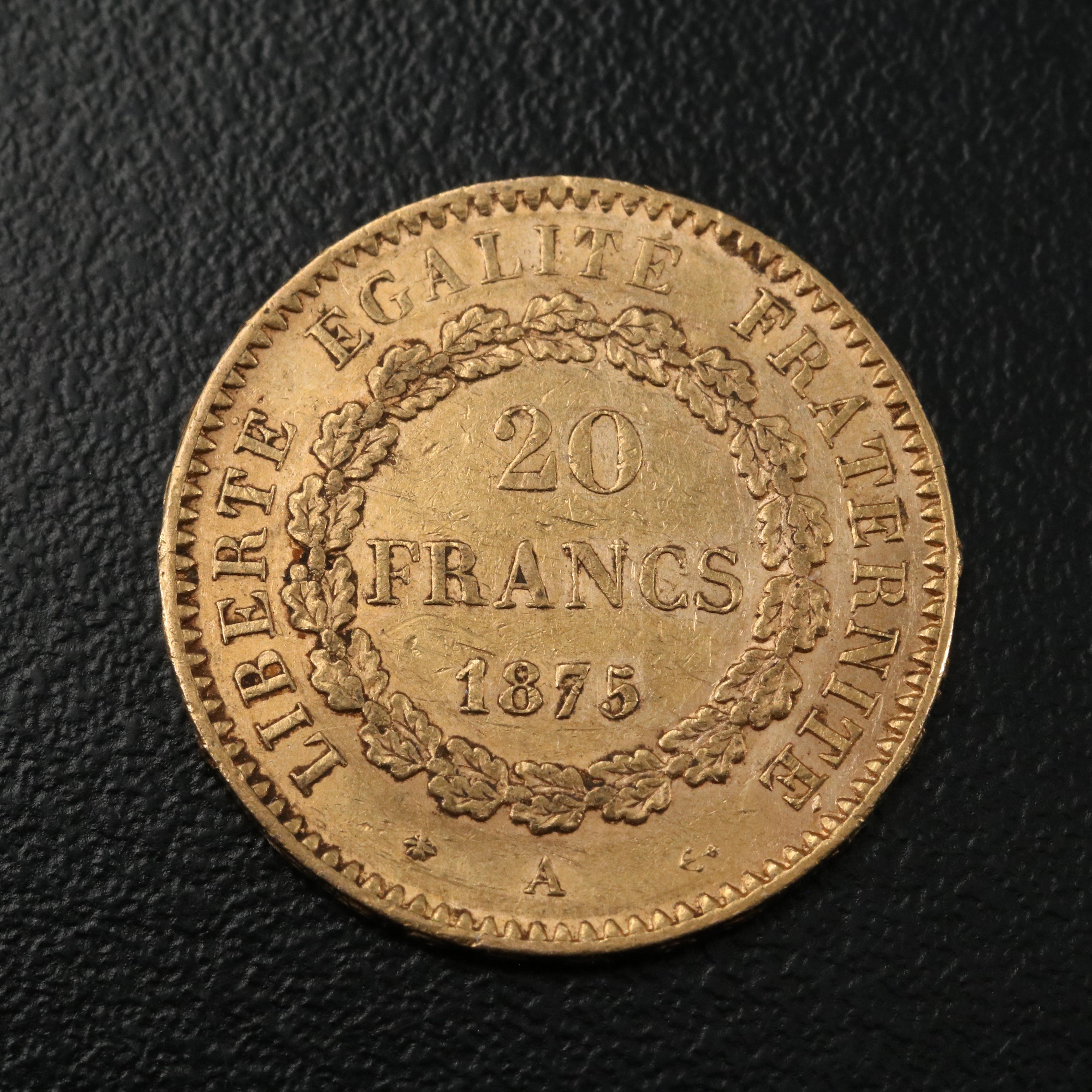 1875 A France Twenty Francs Gold Coin