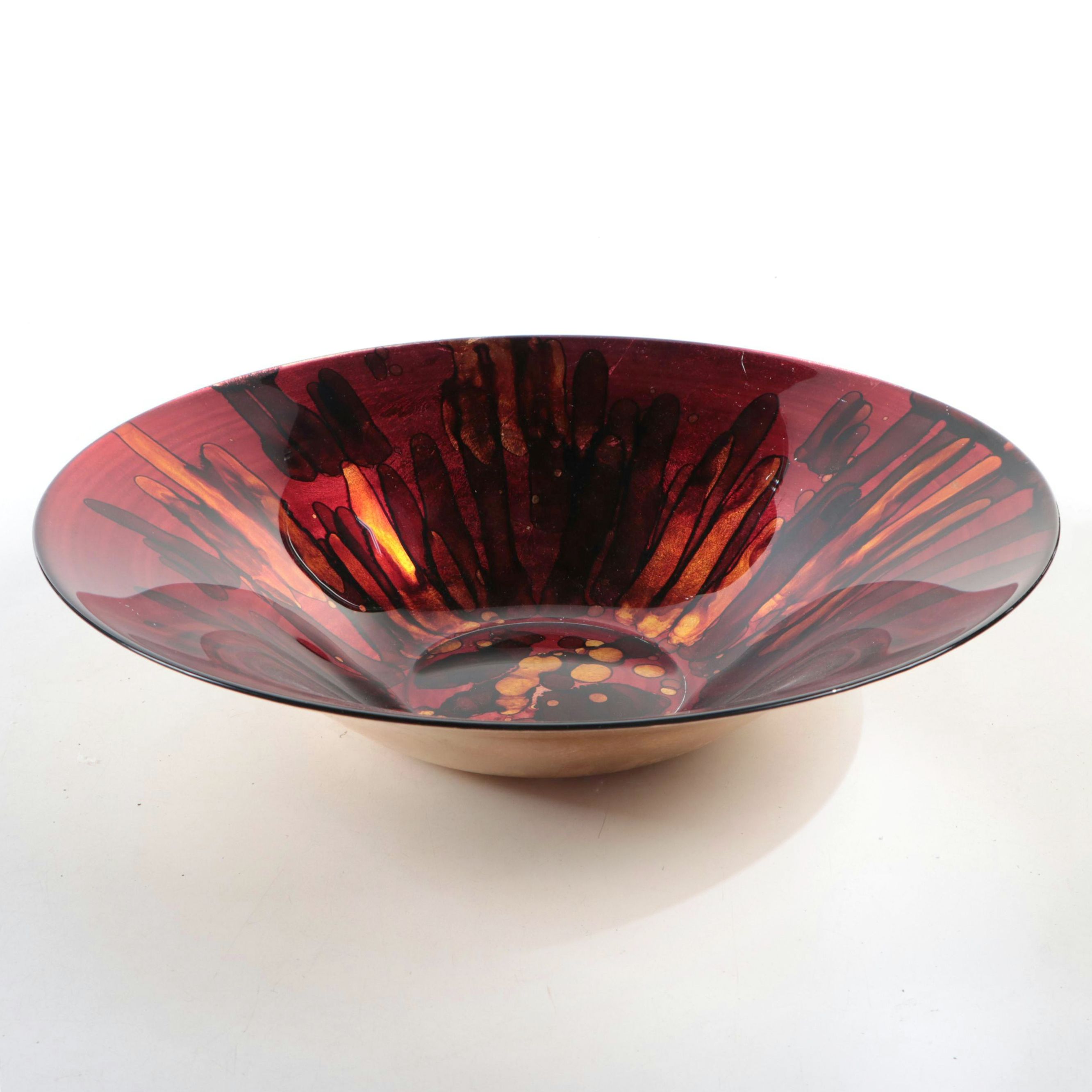 Pier 1 Red Art Glass Centerpiece Bowl