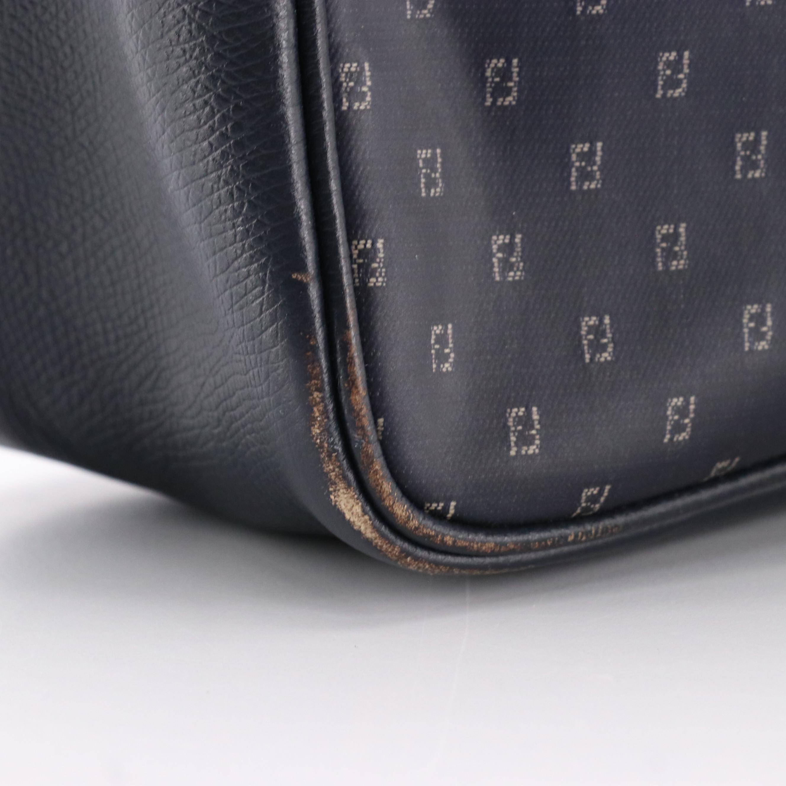 Fendi Top Handle Satchel in Micro FF Coated Canvas with Leather Trim