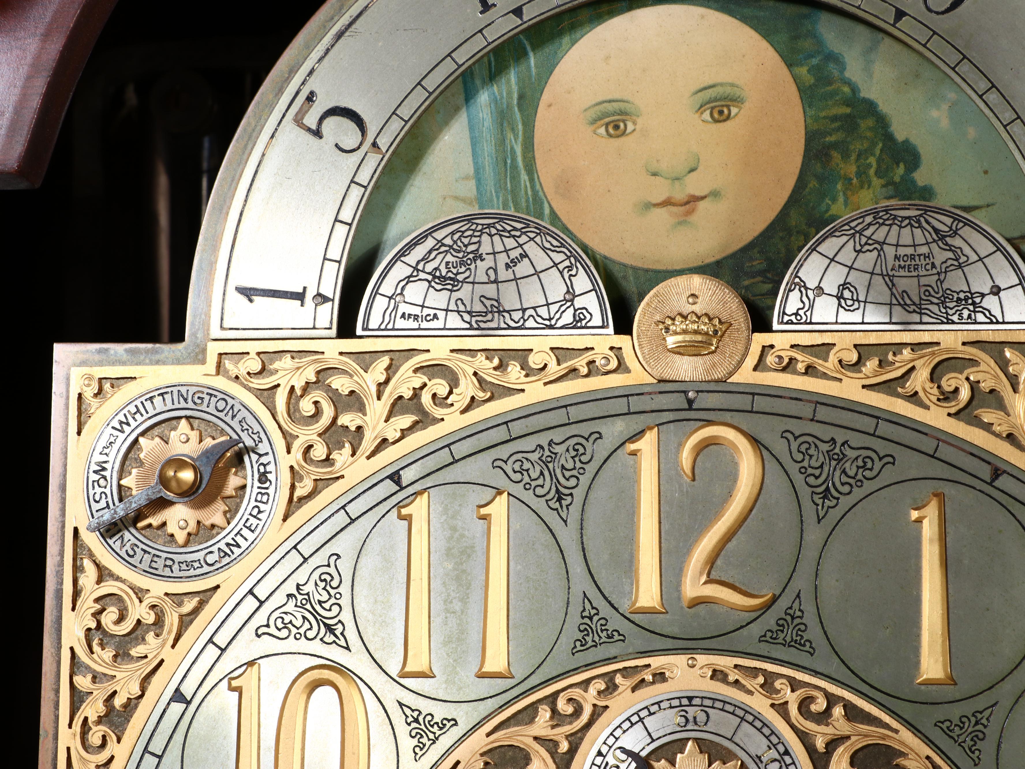 Empire Style Mahogany Arch Top Grandfather Clock