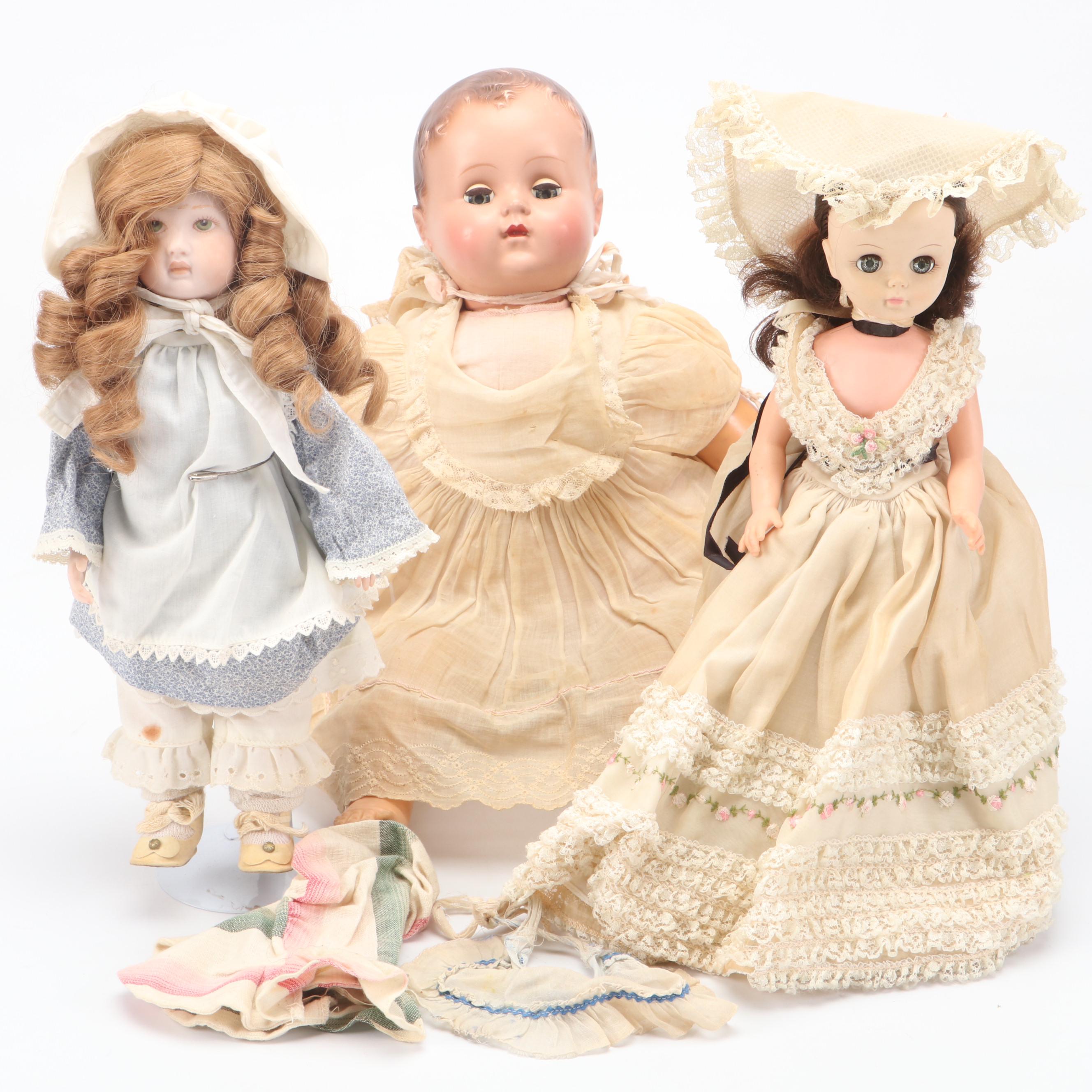 Arranbee Baby Doll with Effanbee and Other Doll, Mid to Late 20th Century