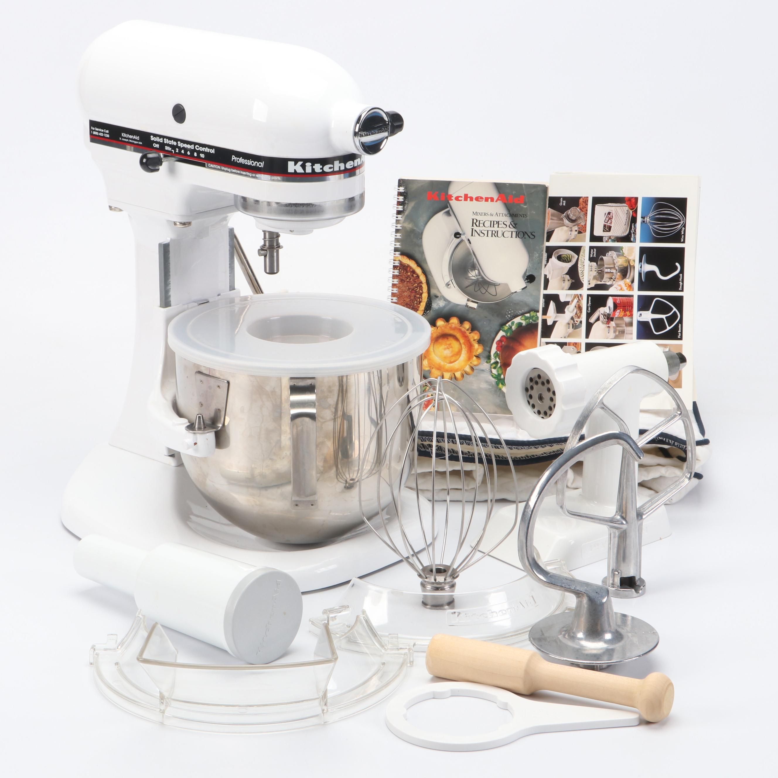 KitchenAid Model KSM50PWH Mixer with Attachments