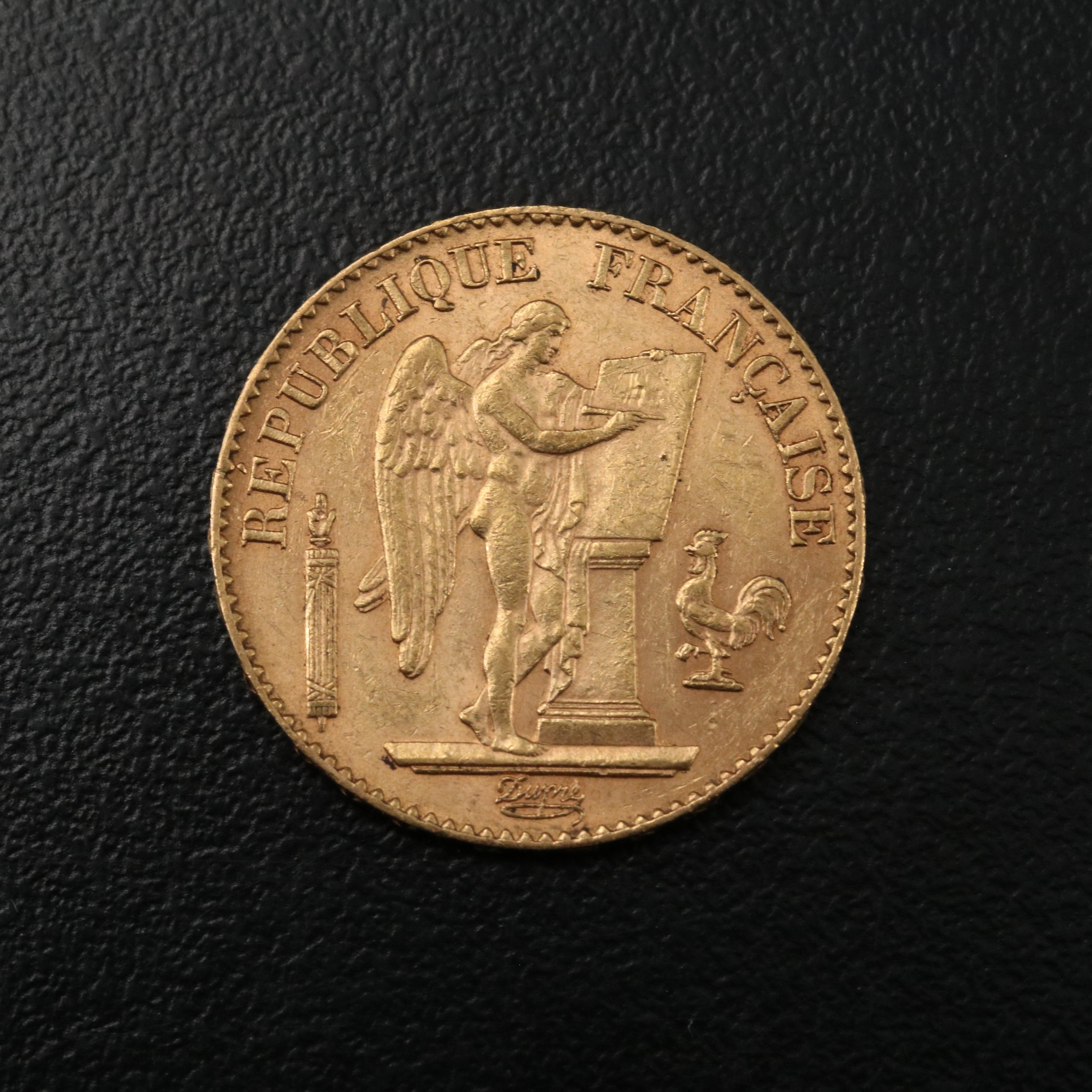 1895-A France Twenty Francs Gold Coin