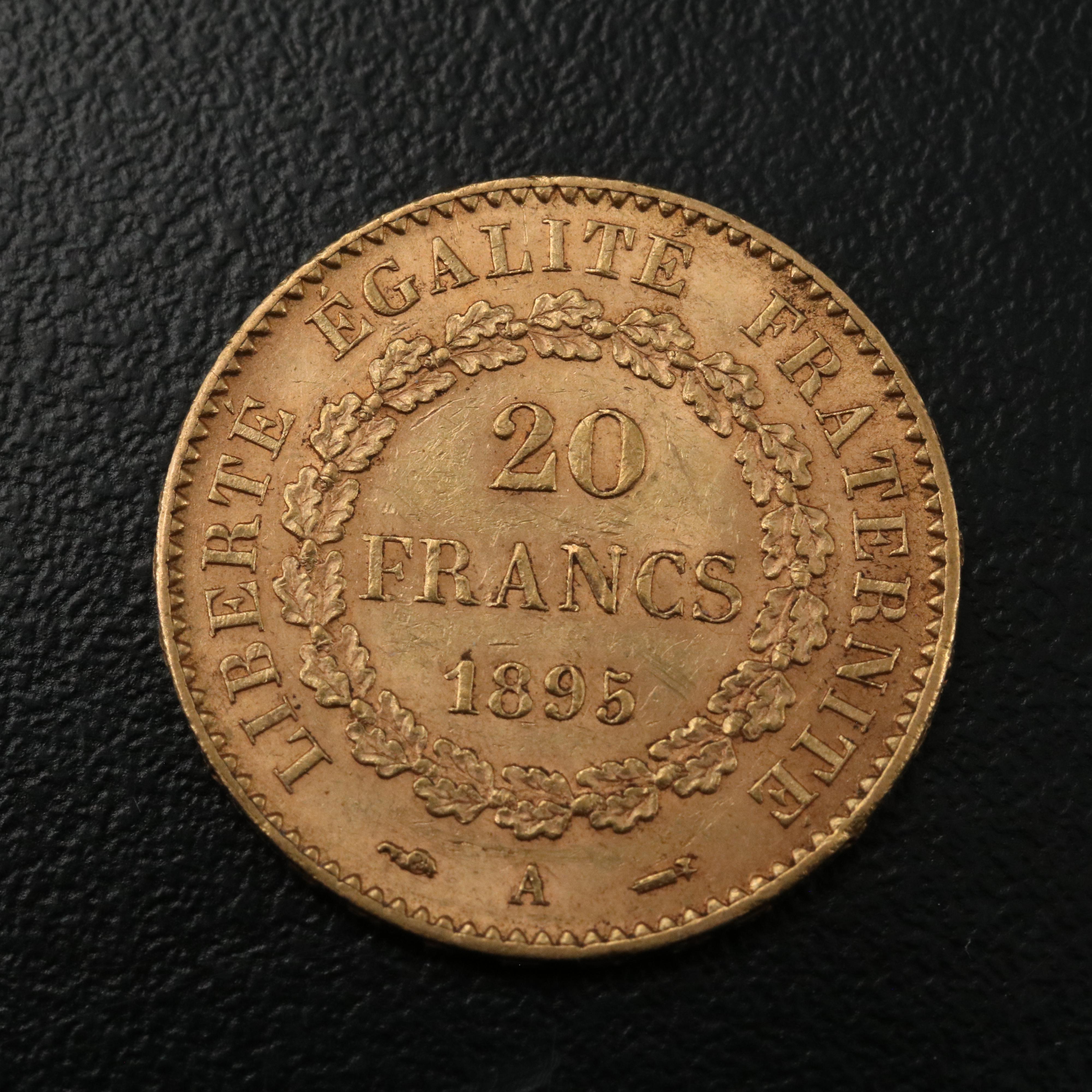 1895-A France Twenty Francs Gold Coin
