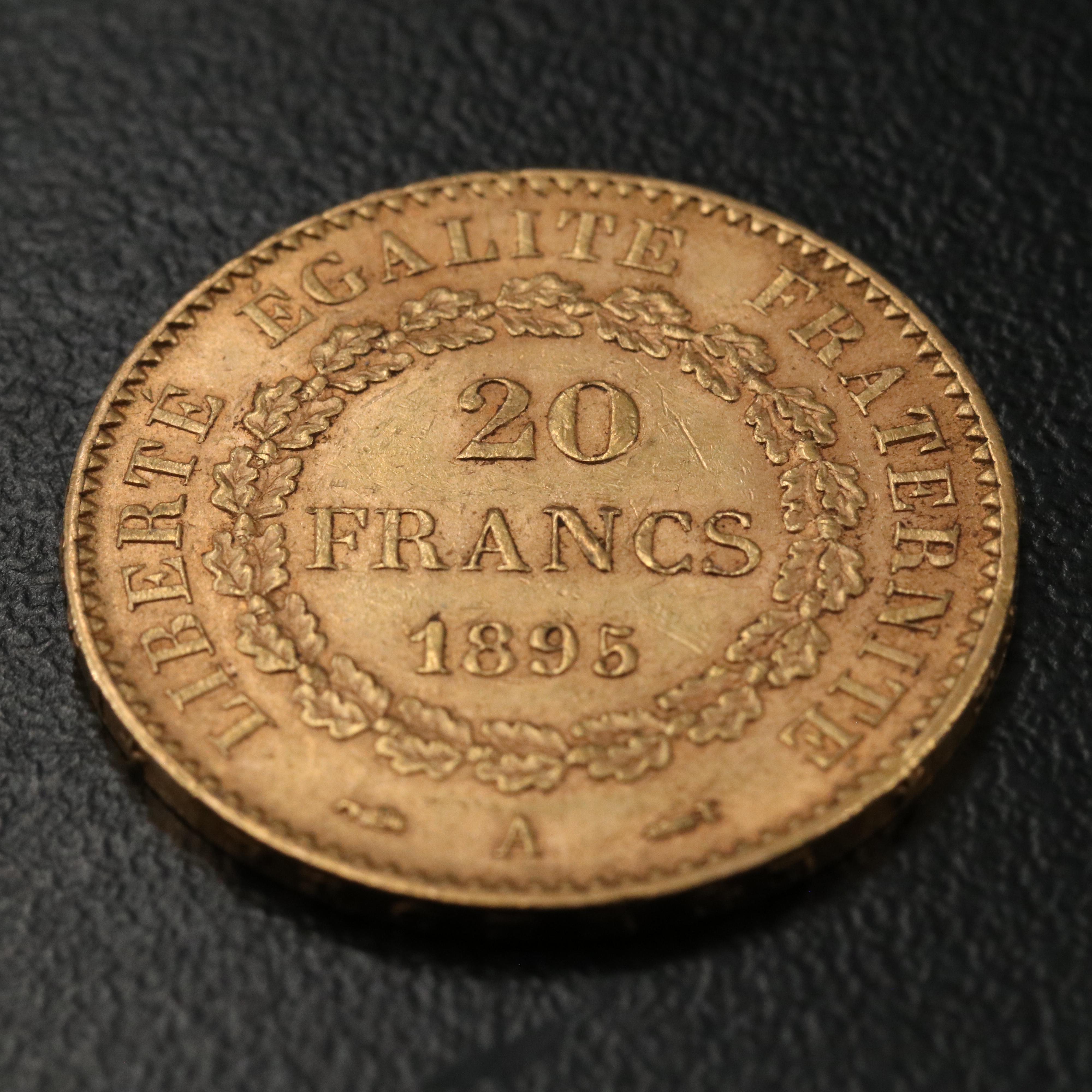 1895-A France Twenty Francs Gold Coin