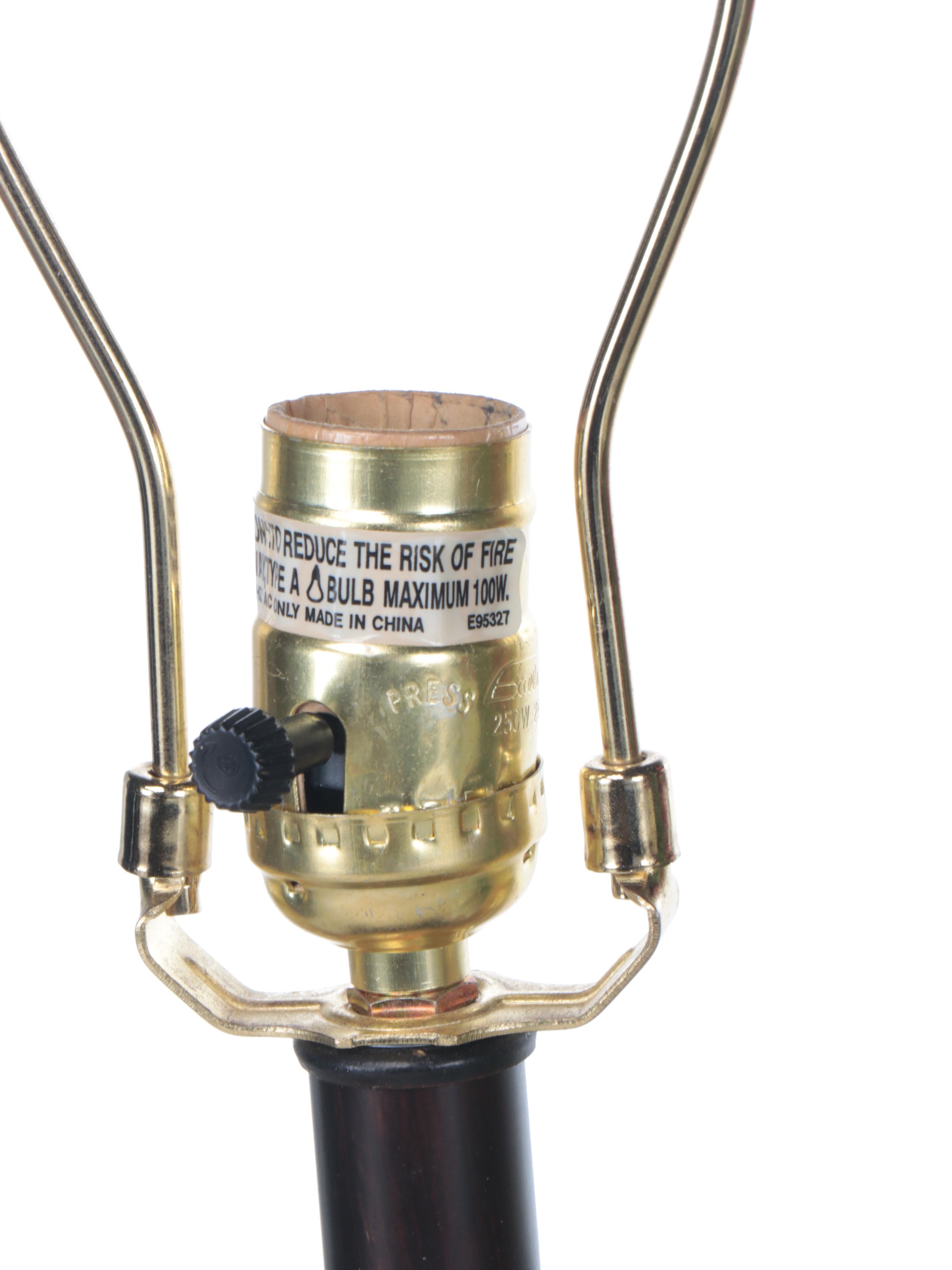 Neoclassical Style Candlestick Lamps, Faux Orchid & Calla Lily Arrangement