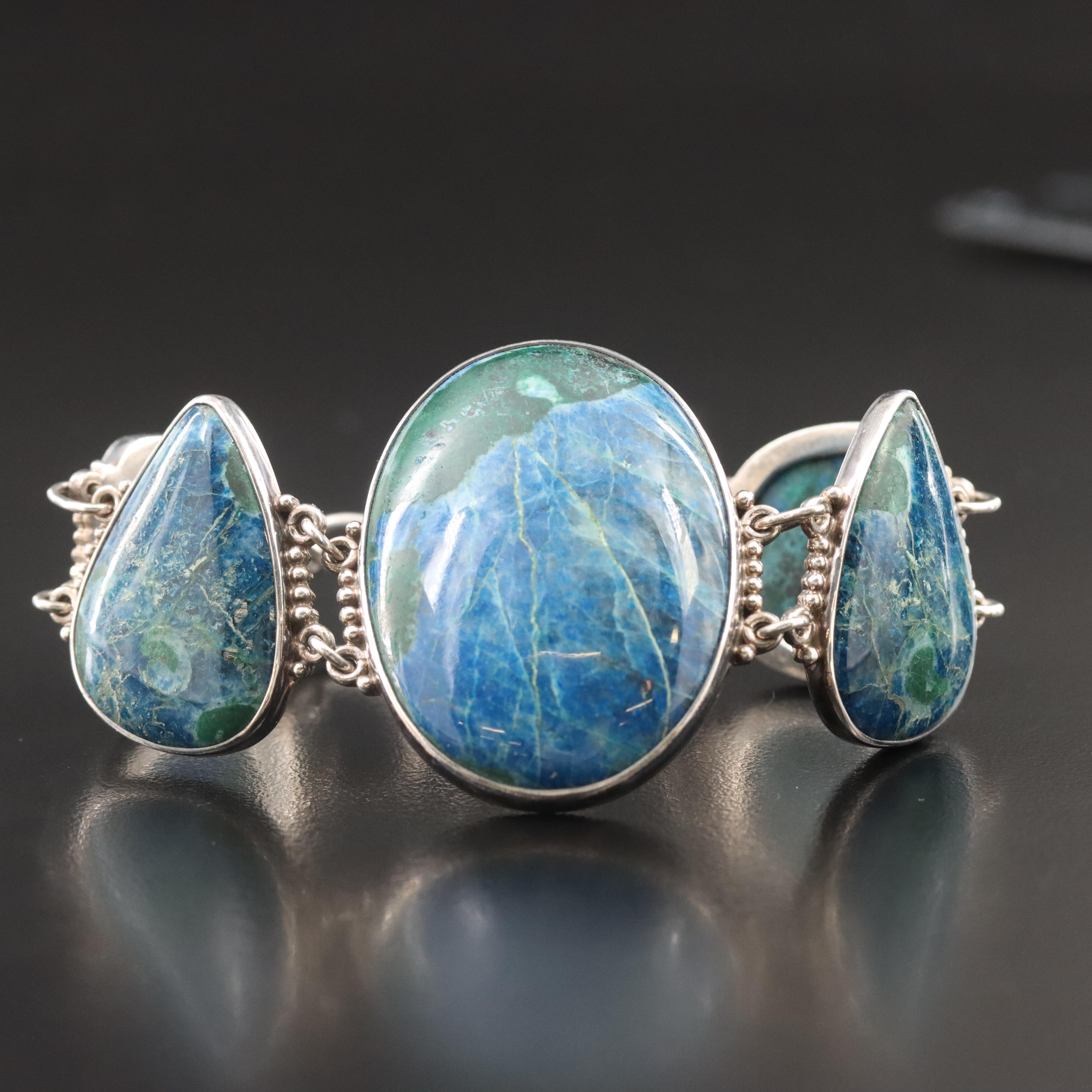 Sajen Sterling Eilat Stone Bezel Set Bracelet