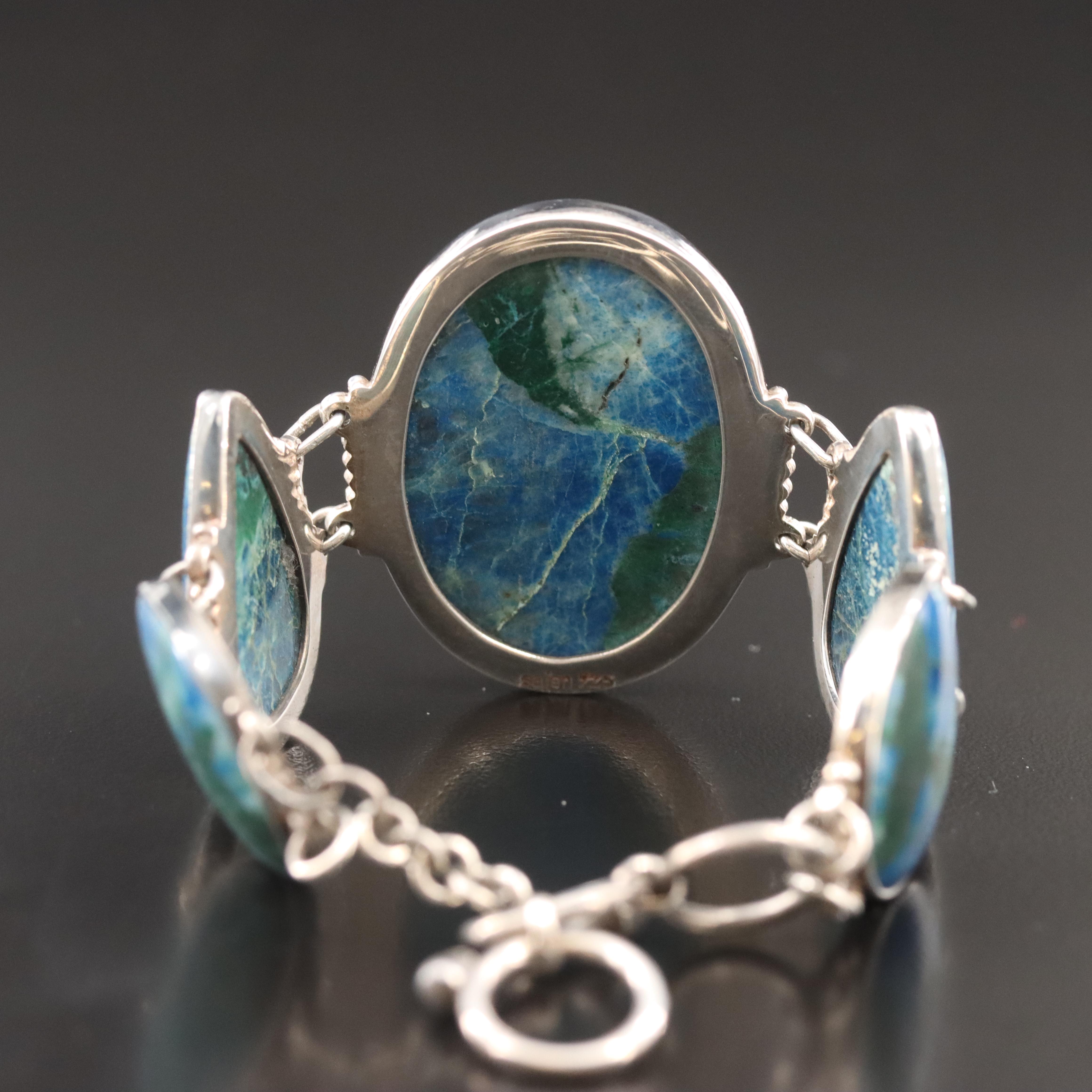Sajen Sterling Eilat Stone Bezel Set Bracelet