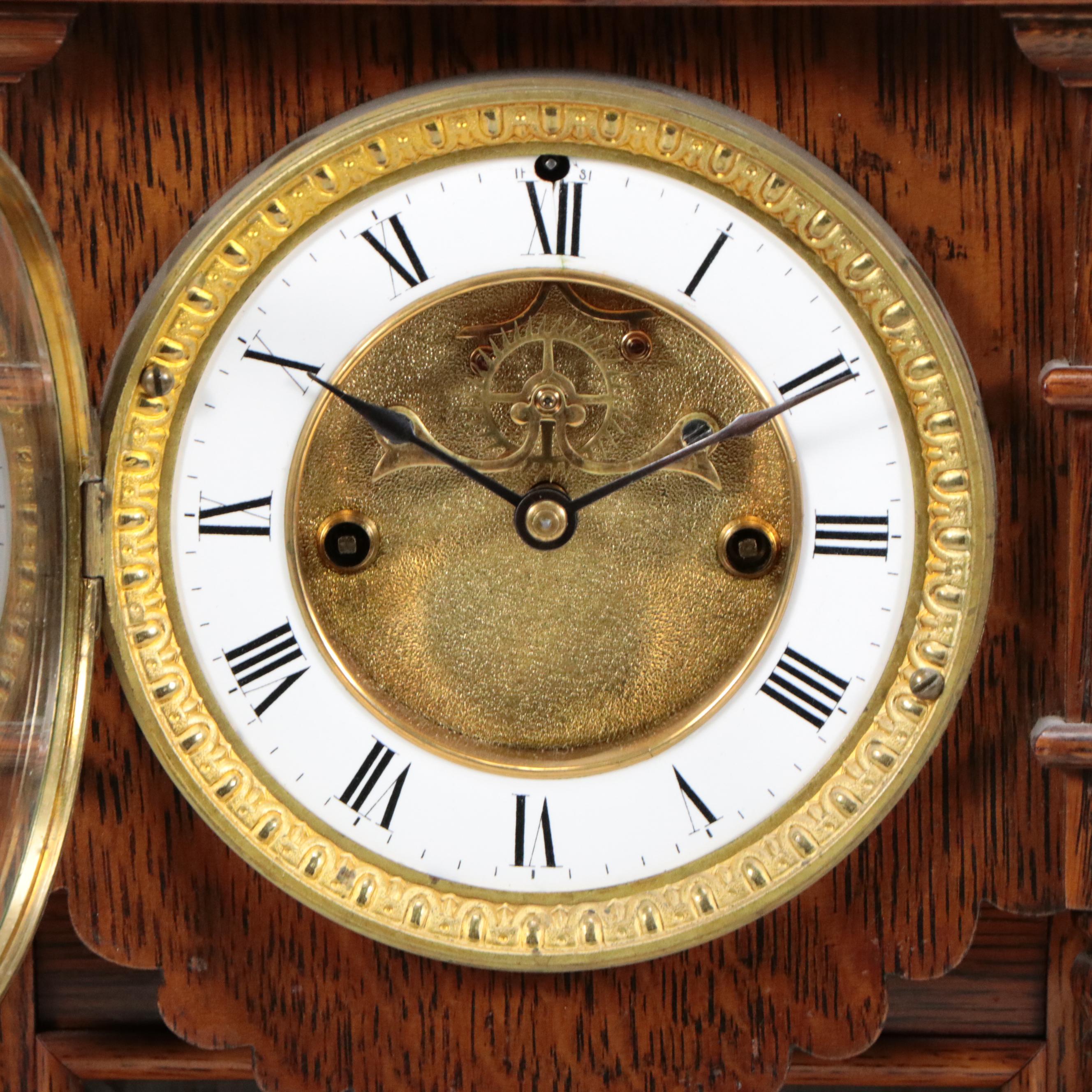 E. N. Welch "Khedive" Quartersawn Oak Mantle Clock, Circa 1880s