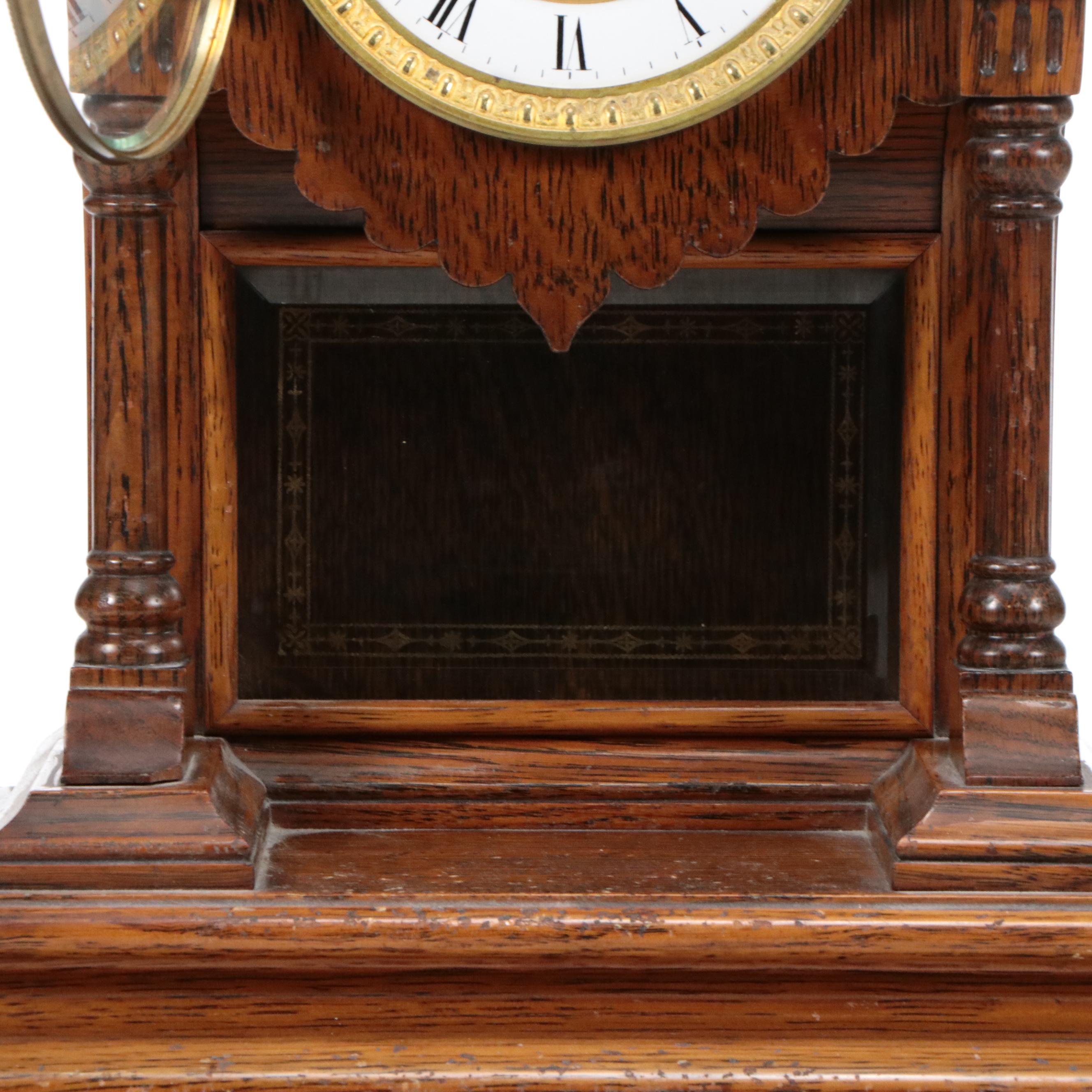 E. N. Welch "Khedive" Quartersawn Oak Mantle Clock, Circa 1880s