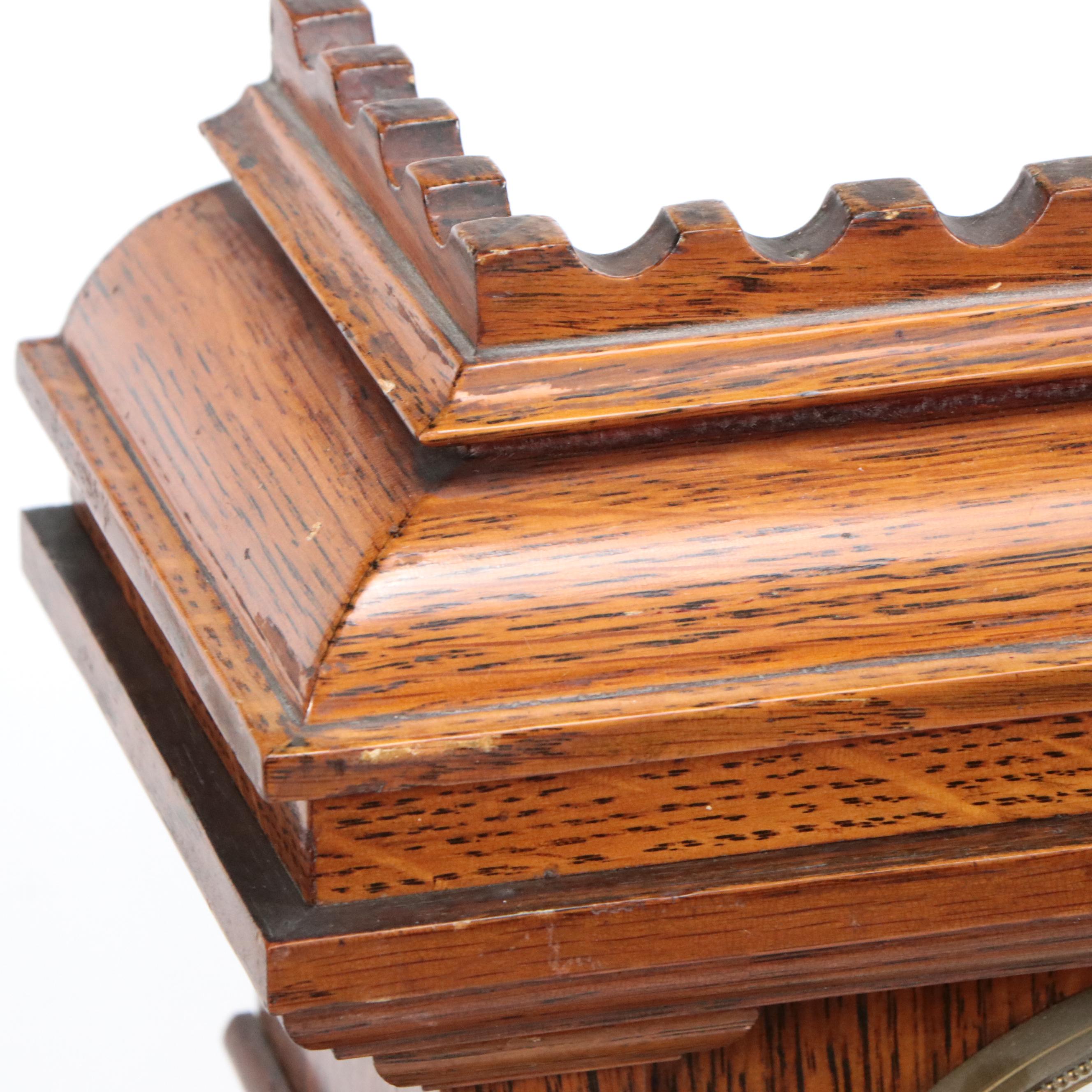 E. N. Welch "Khedive" Quartersawn Oak Mantle Clock, Circa 1880s