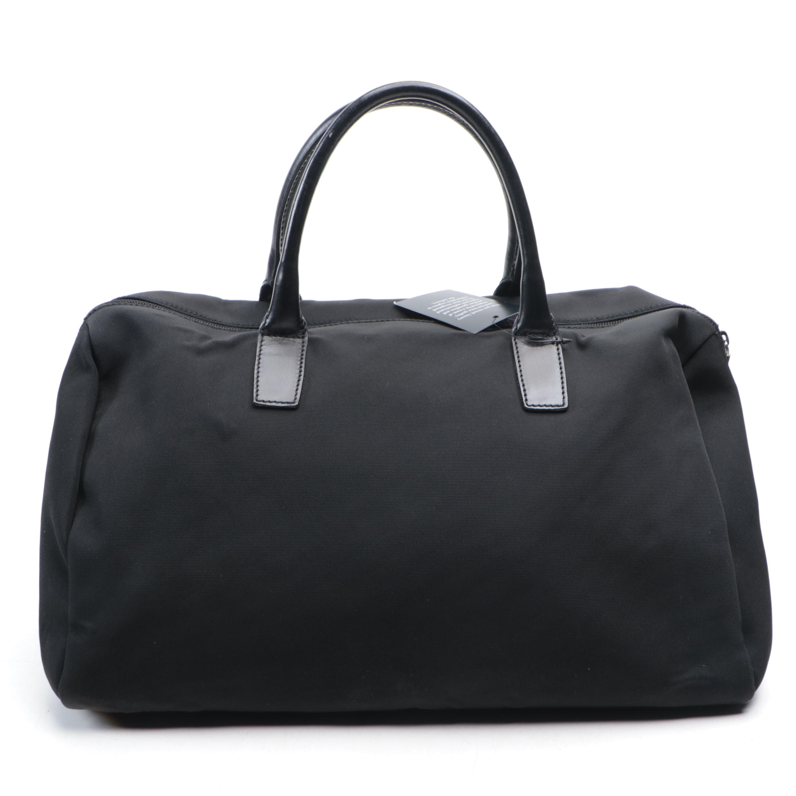 Gucci Small Duffle Bag in Nylon Canvas with Leather Trim