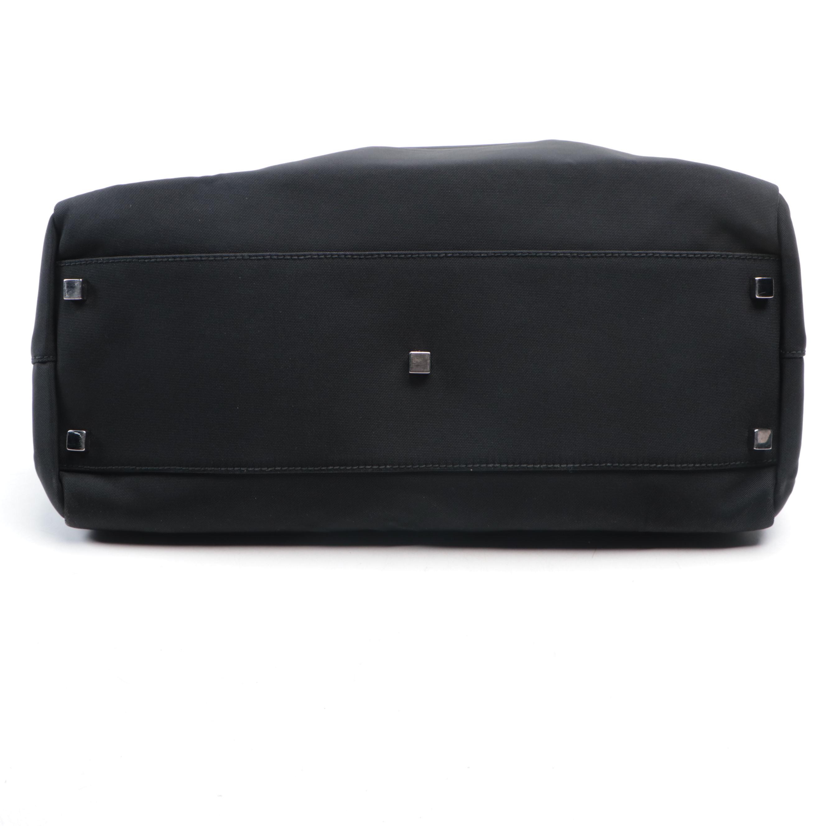 Gucci Small Duffle Bag in Nylon Canvas with Leather Trim