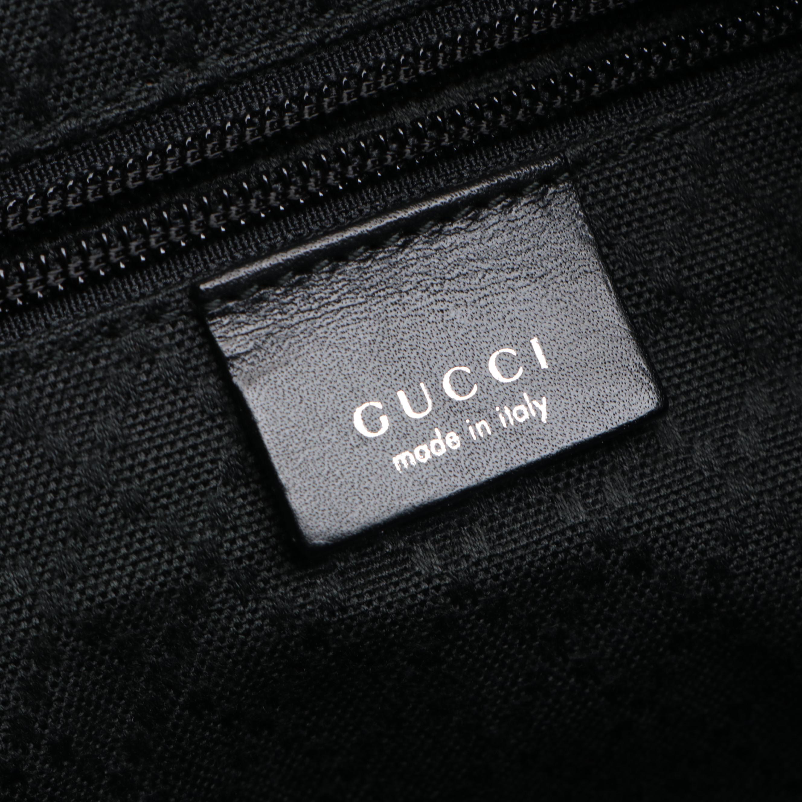 Gucci Small Duffle Bag in Nylon Canvas with Leather Trim
