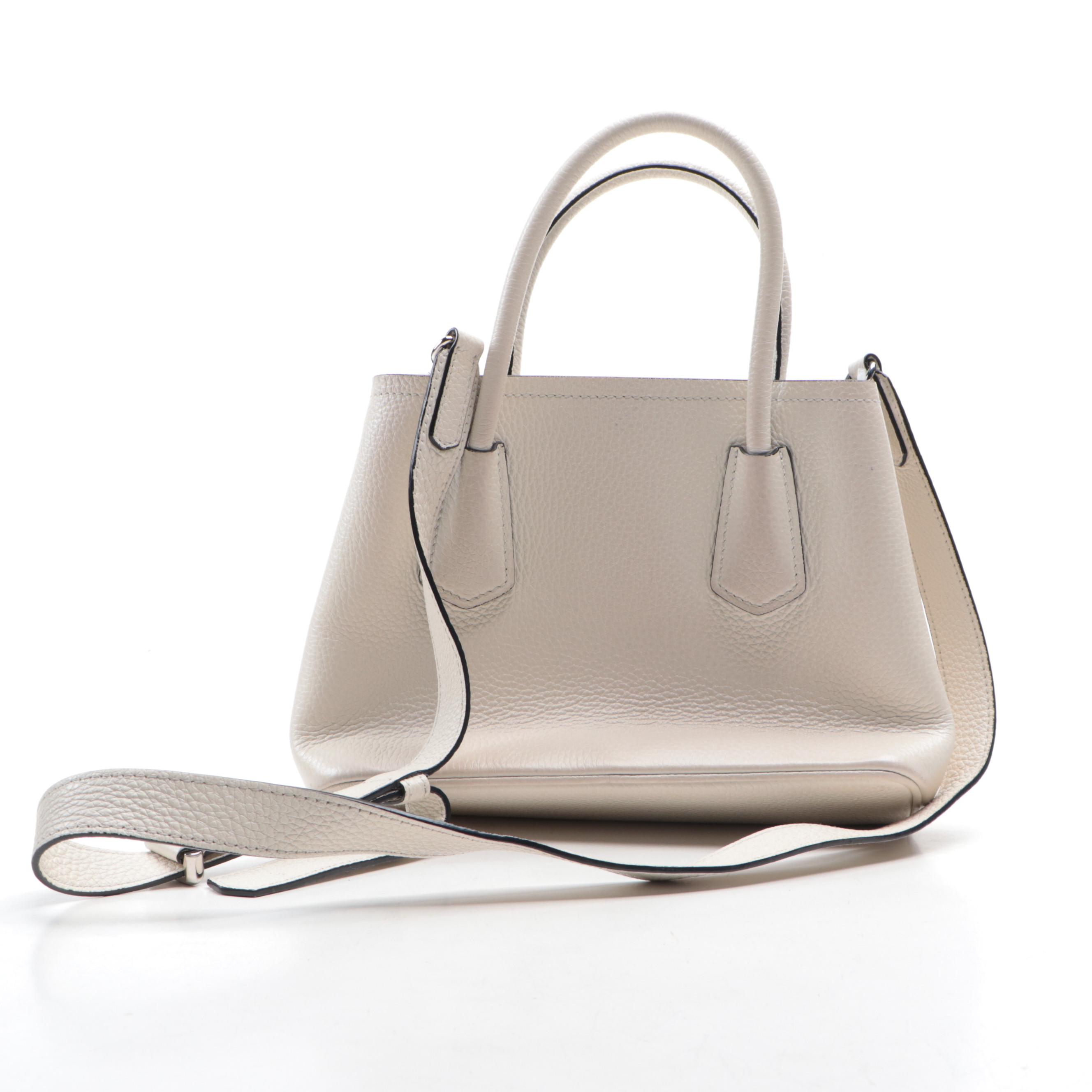 Prada Double Bag Mini in White Vitello Daino Leather