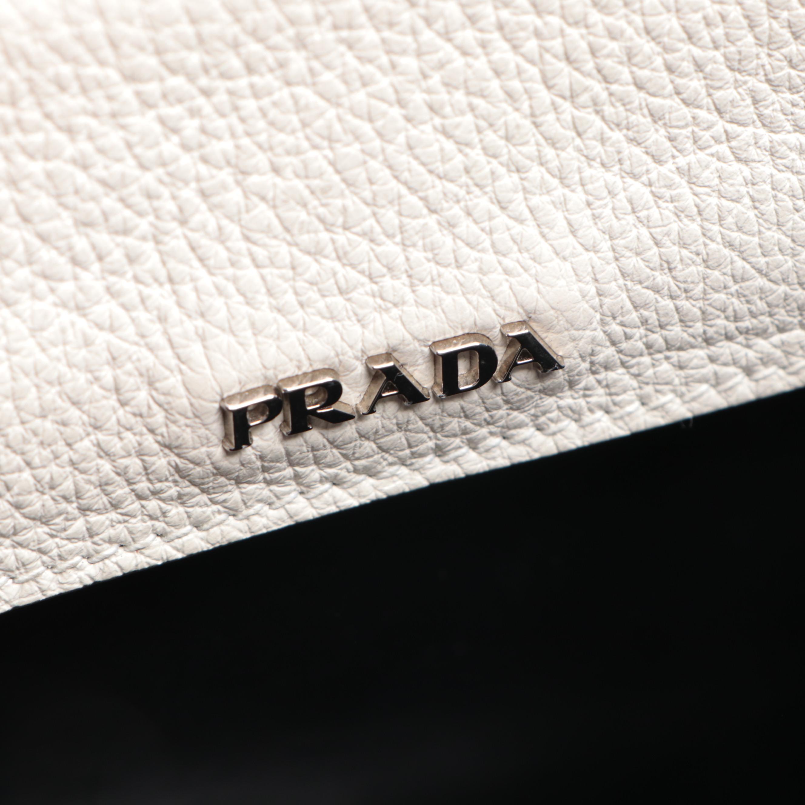Prada Double Bag Mini in White Vitello Daino Leather