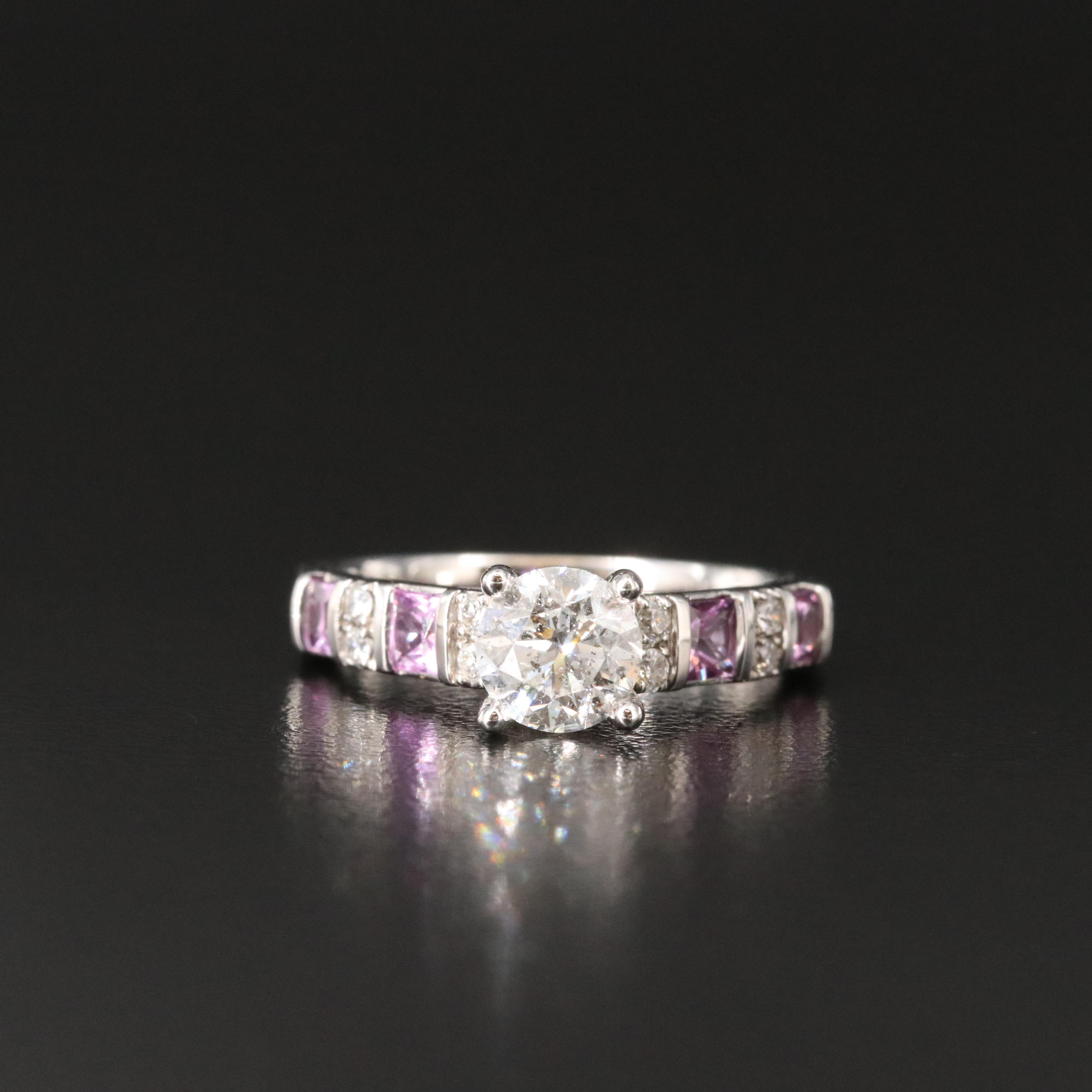 14K 1.14 CTW Diamond Ring with Pink Sapphires