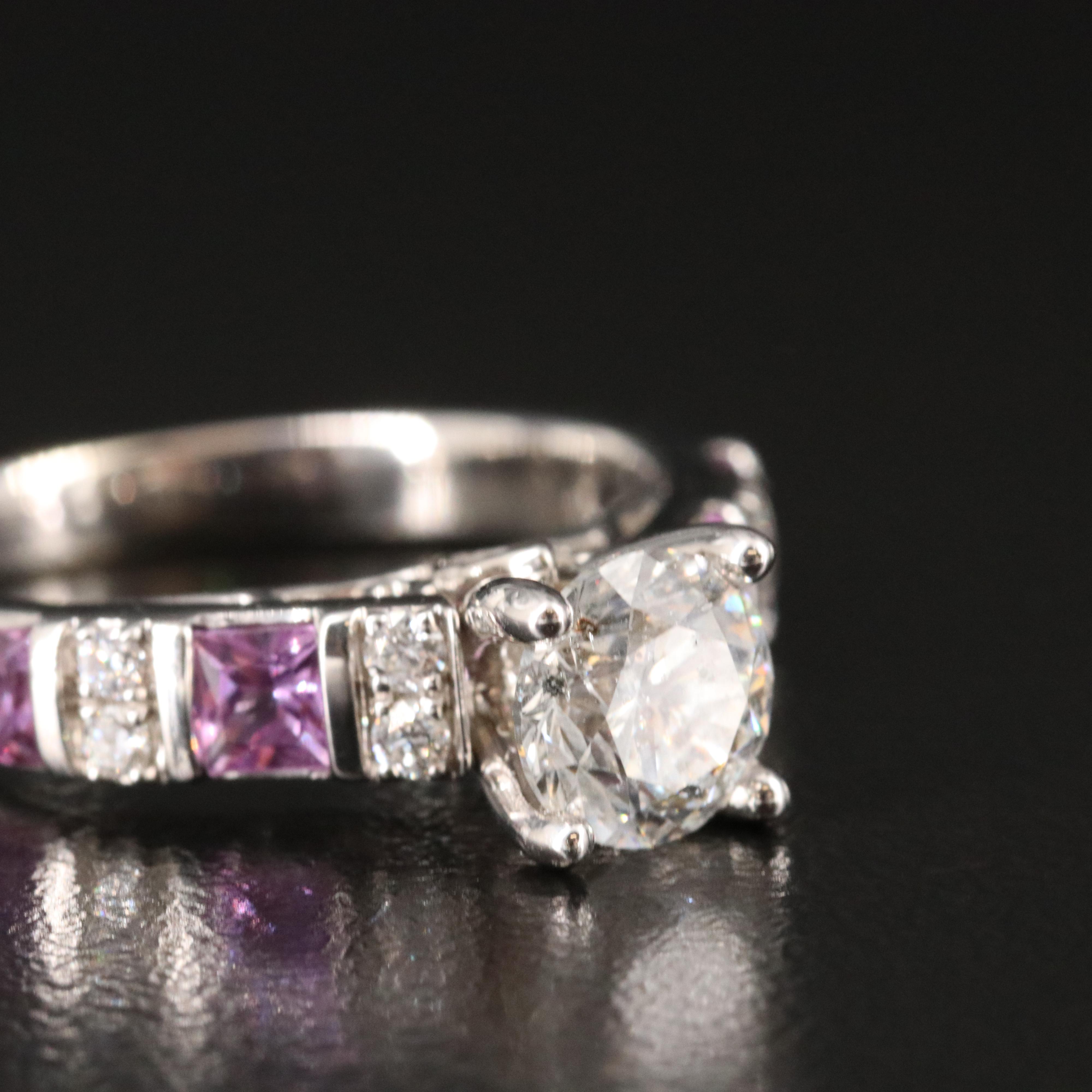 14K 1.14 CTW Diamond Ring with Pink Sapphires