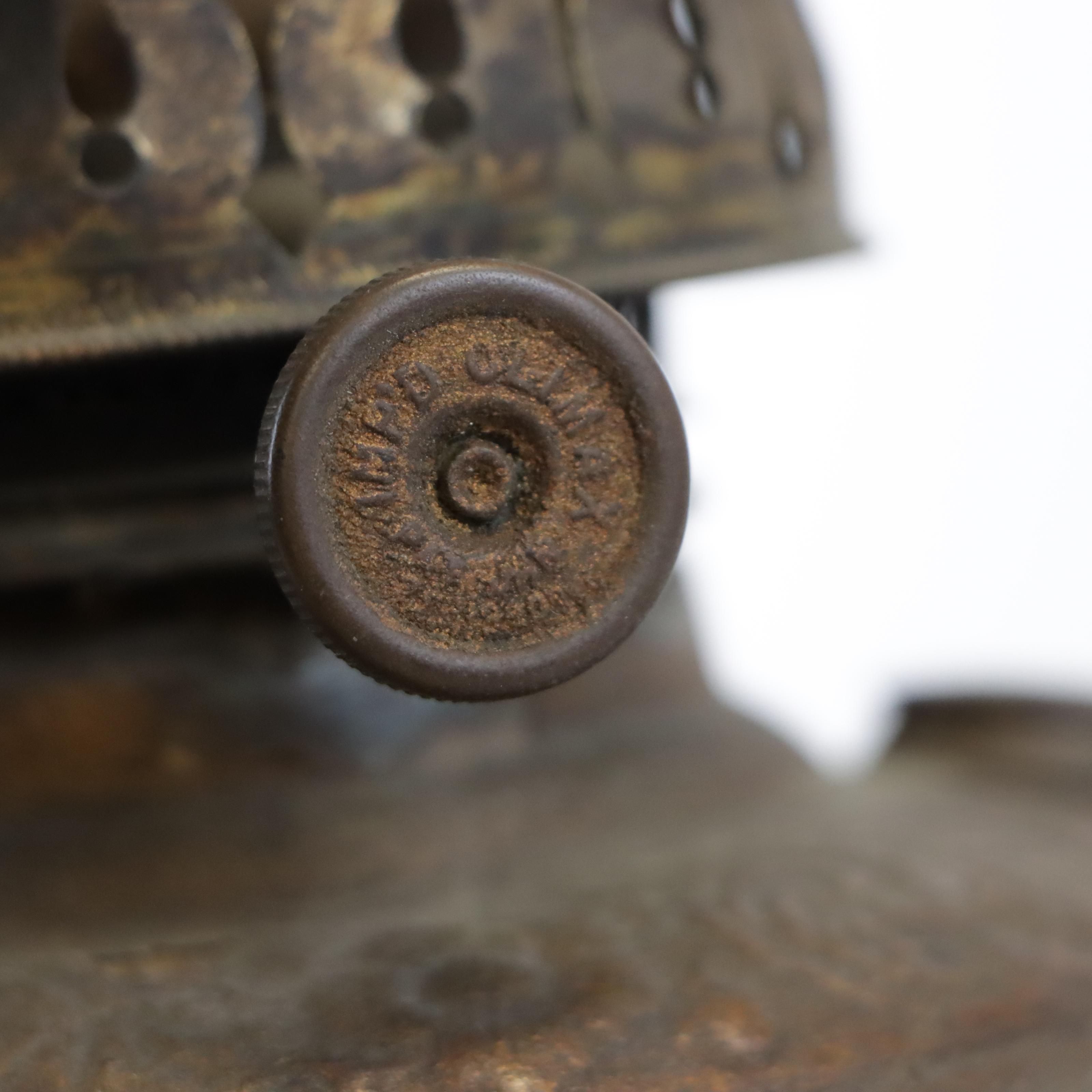 Victorian Style Glass and Iron Oil Lamp and Converted Oil Lamp