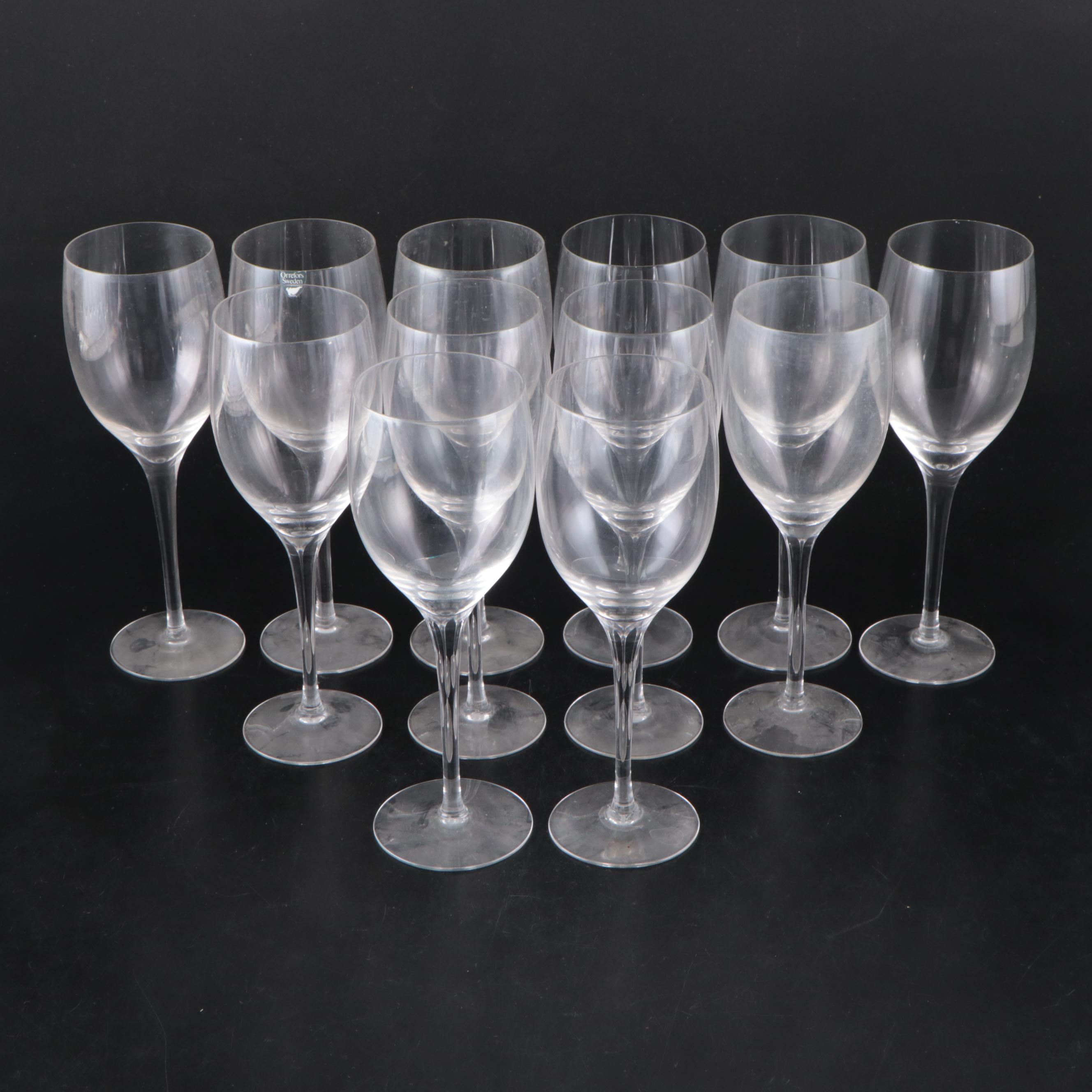 Orrefors "Illusion Clear" Crystal Goblets, Wine Glasses, and Champagne Coupes