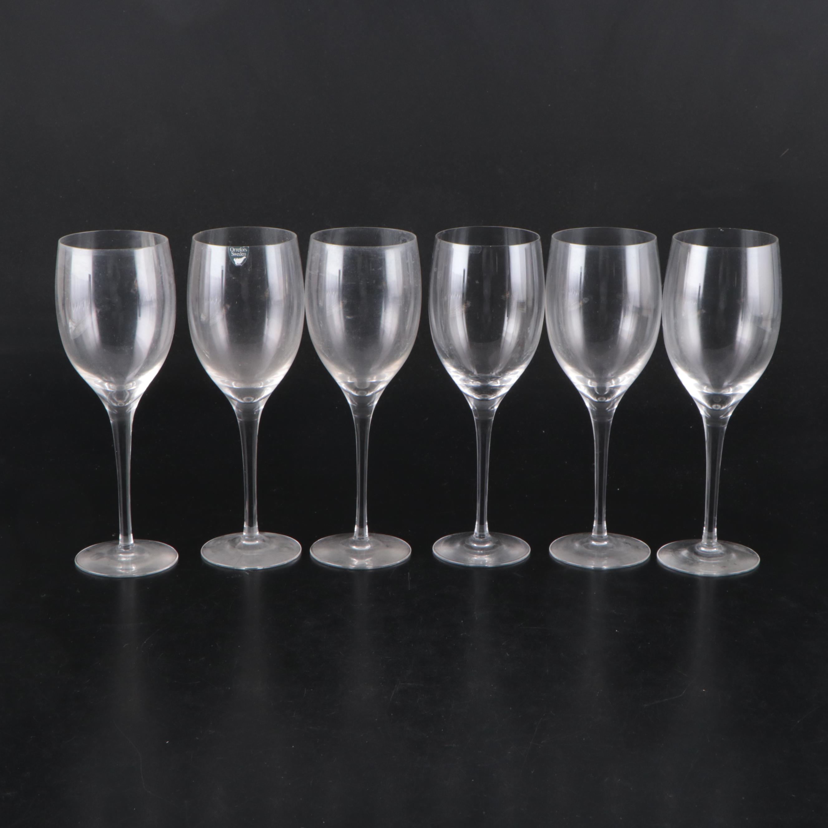 Orrefors "Illusion Clear" Crystal Goblets, Wine Glasses, and Champagne Coupes
