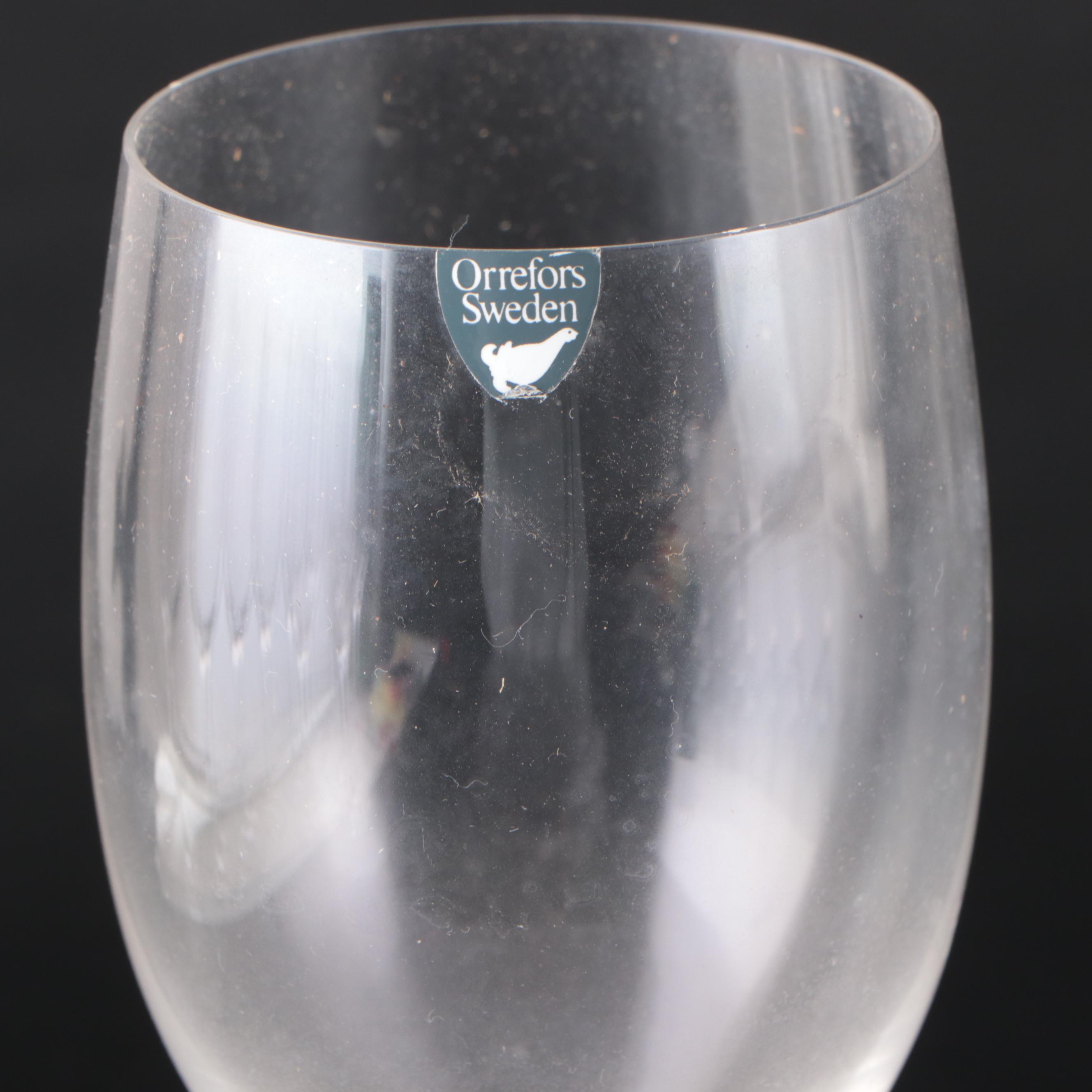 Orrefors "Illusion Clear" Crystal Goblets, Wine Glasses, and Champagne Coupes