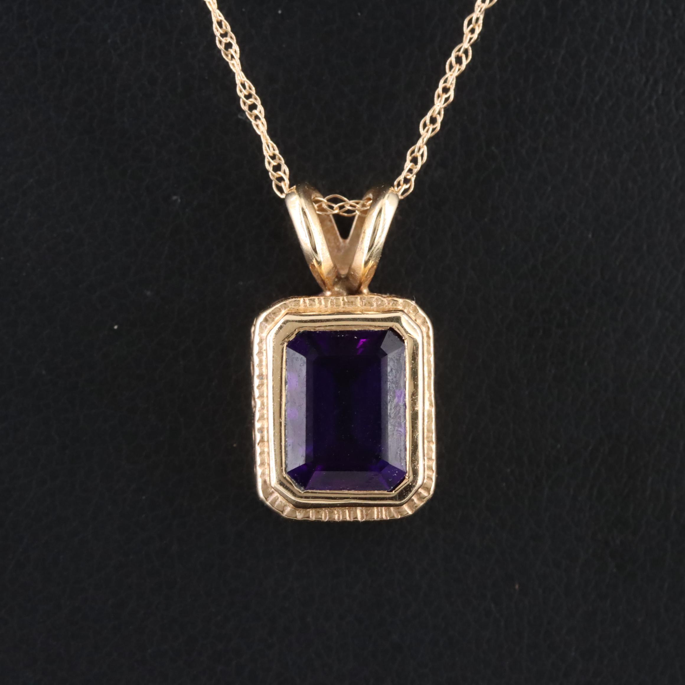 14K Amethyst Pendant Necklace