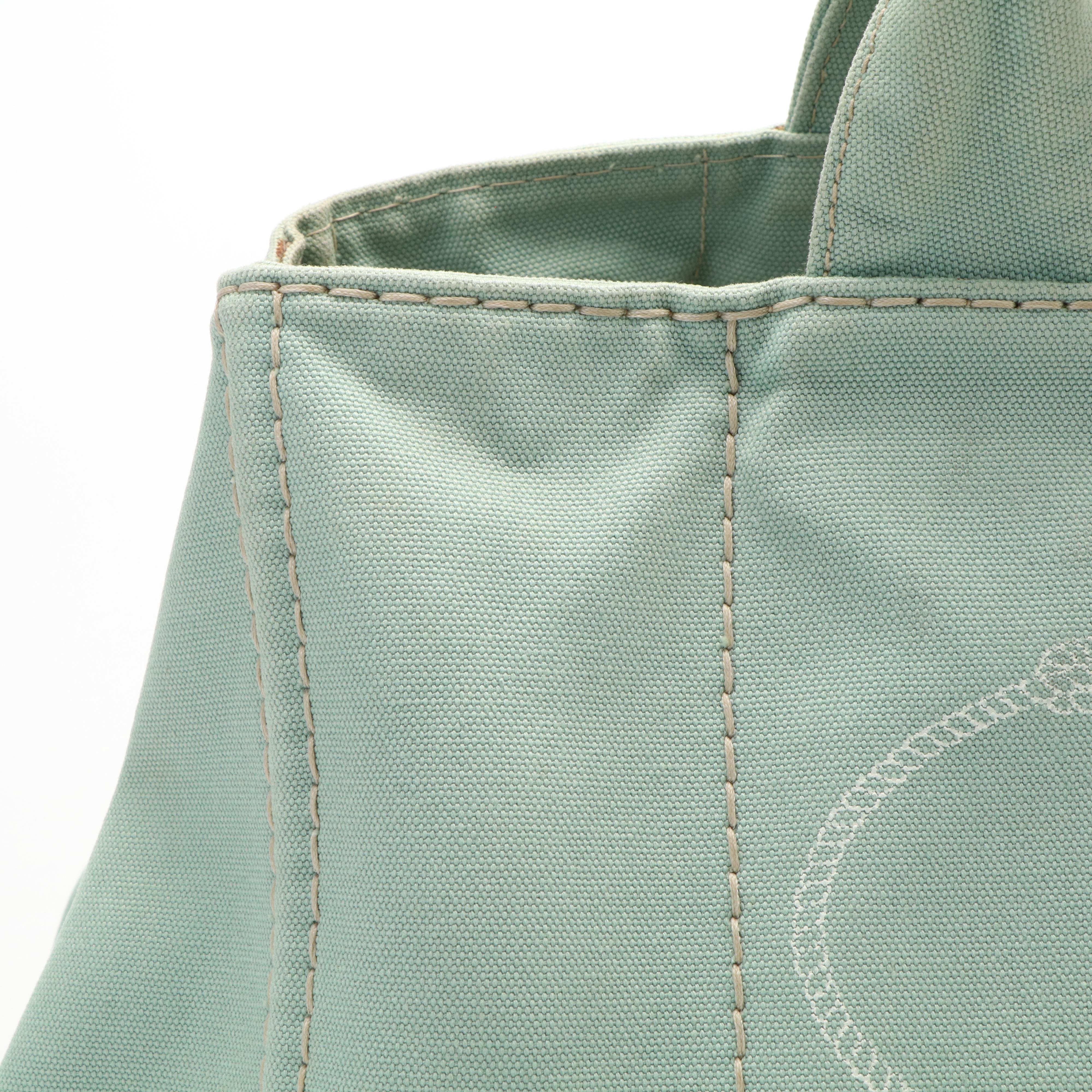 Prada Canapa Logo Tote Bag in Green Canvas