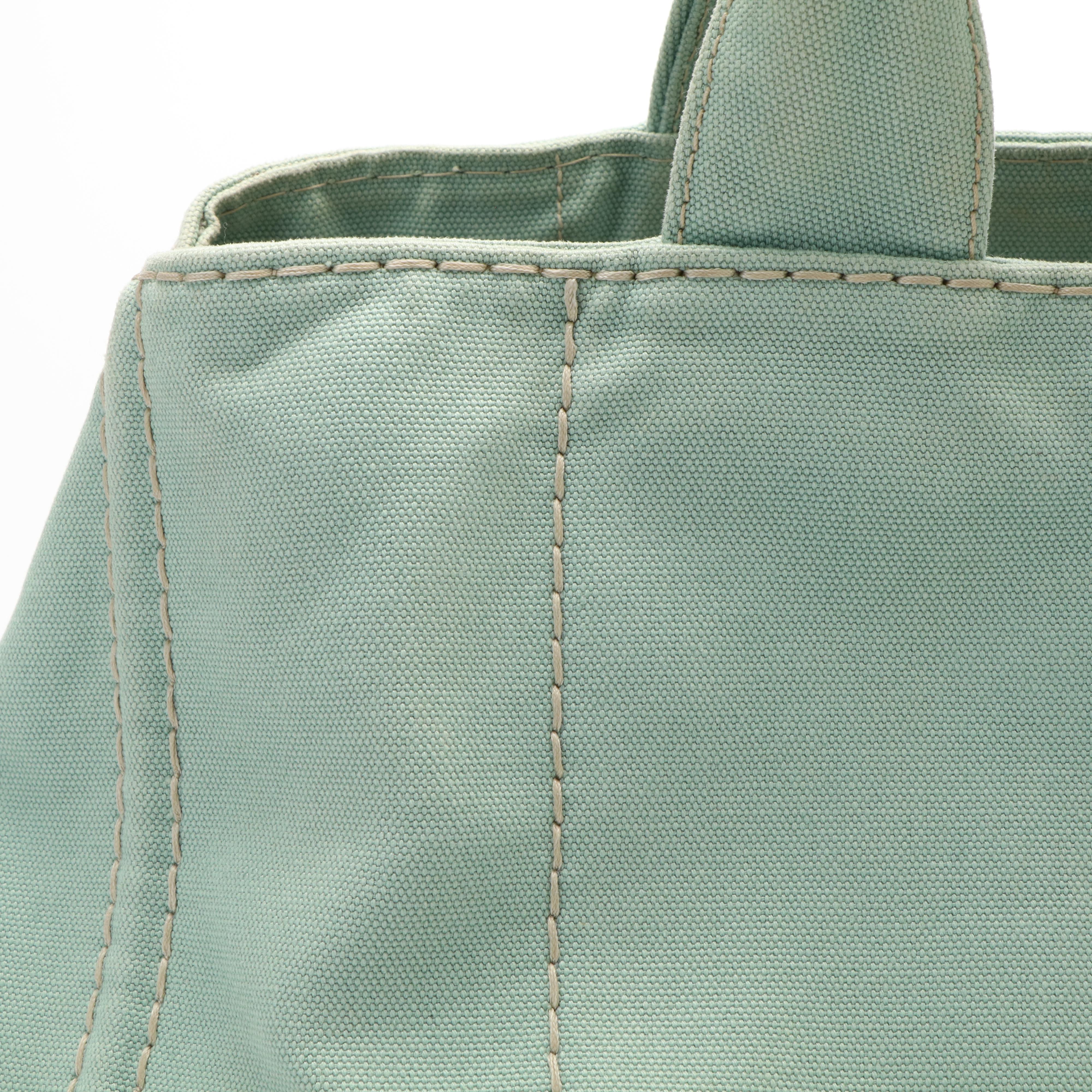 Prada Canapa Logo Tote Bag in Green Canvas