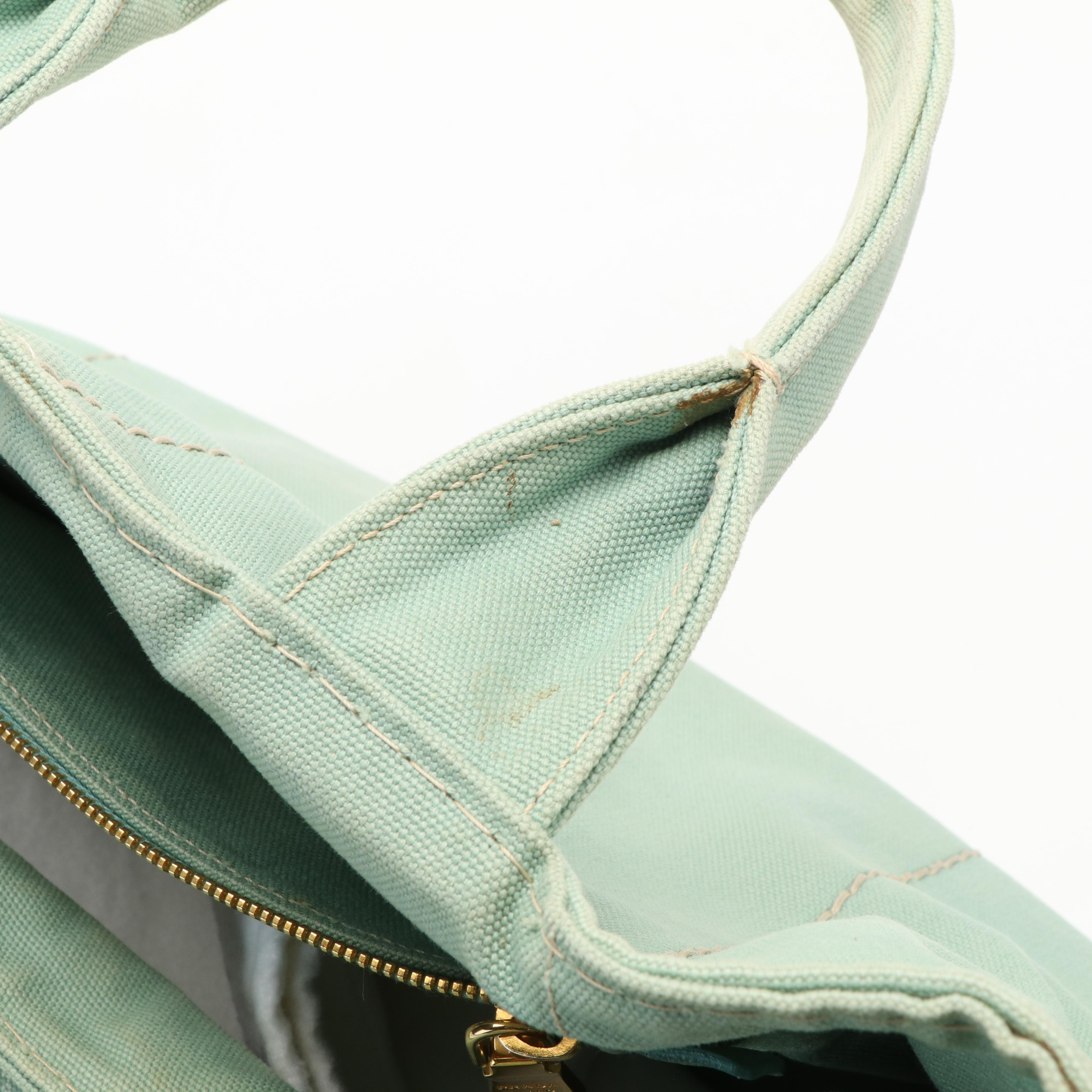 Prada Canapa Logo Tote Bag in Green Canvas
