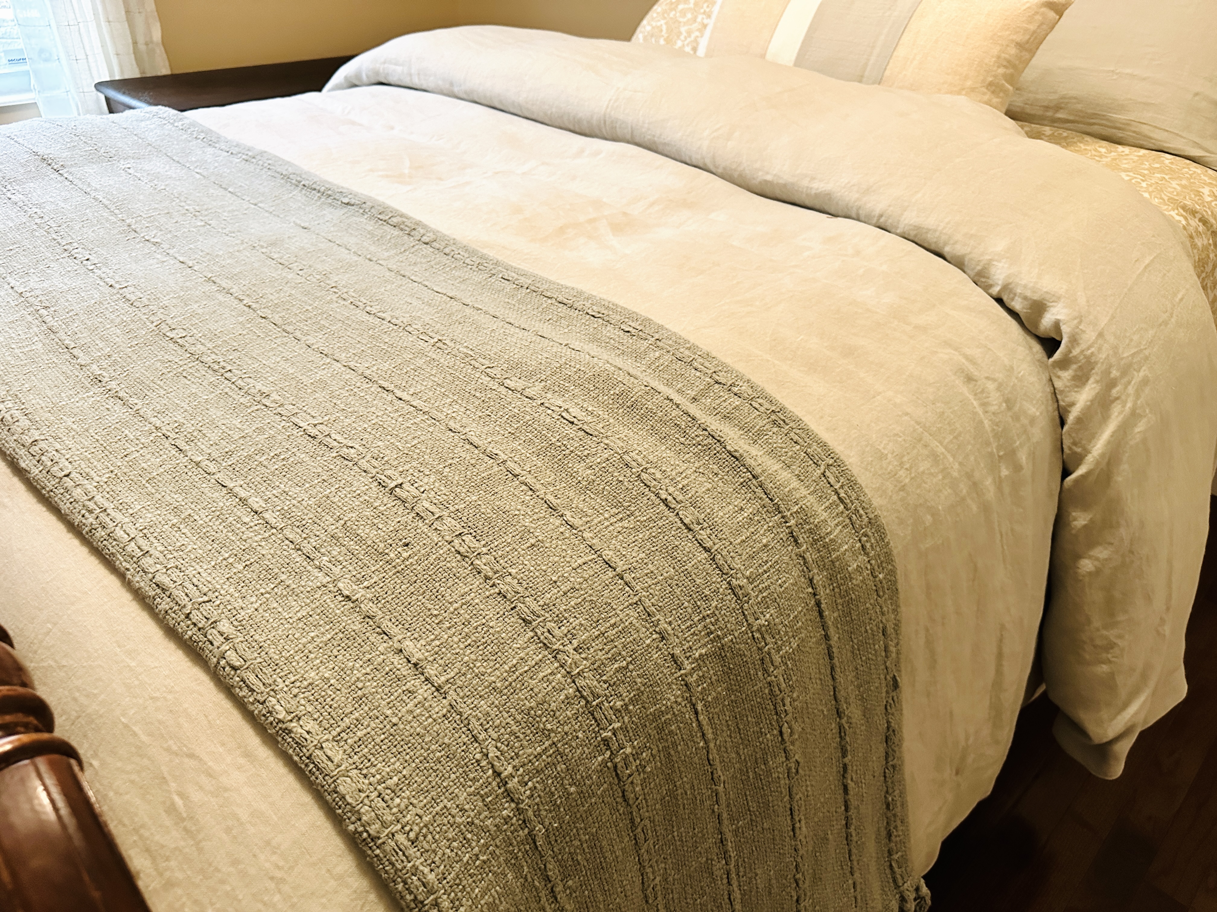 Wooden Jenny Lind Style Bed with Linens