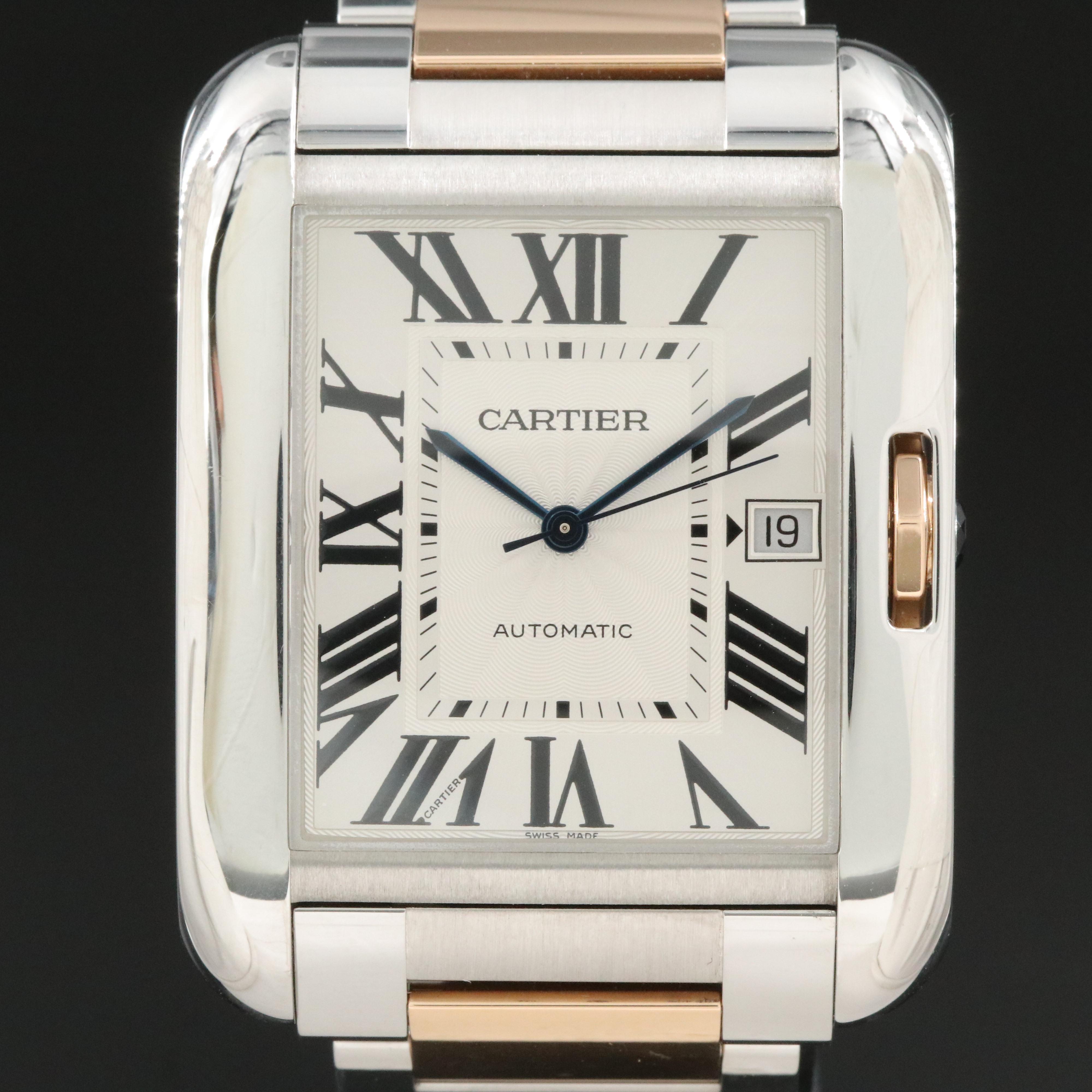 Cartier Tank Anglaise XL 18K Rose Gold and Stainless Steel Watch