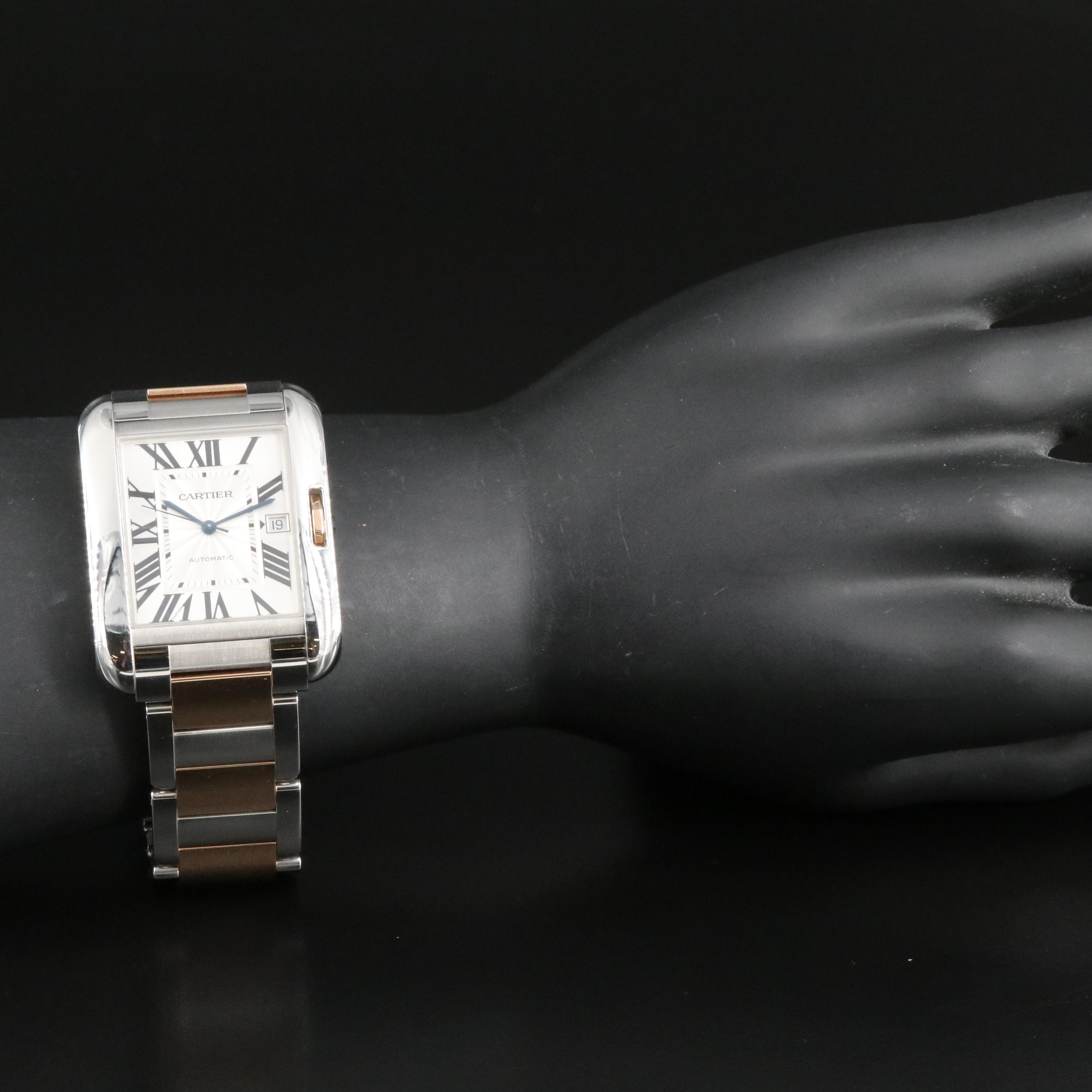 Cartier Tank Anglaise XL 18K Rose Gold and Stainless Steel Watch