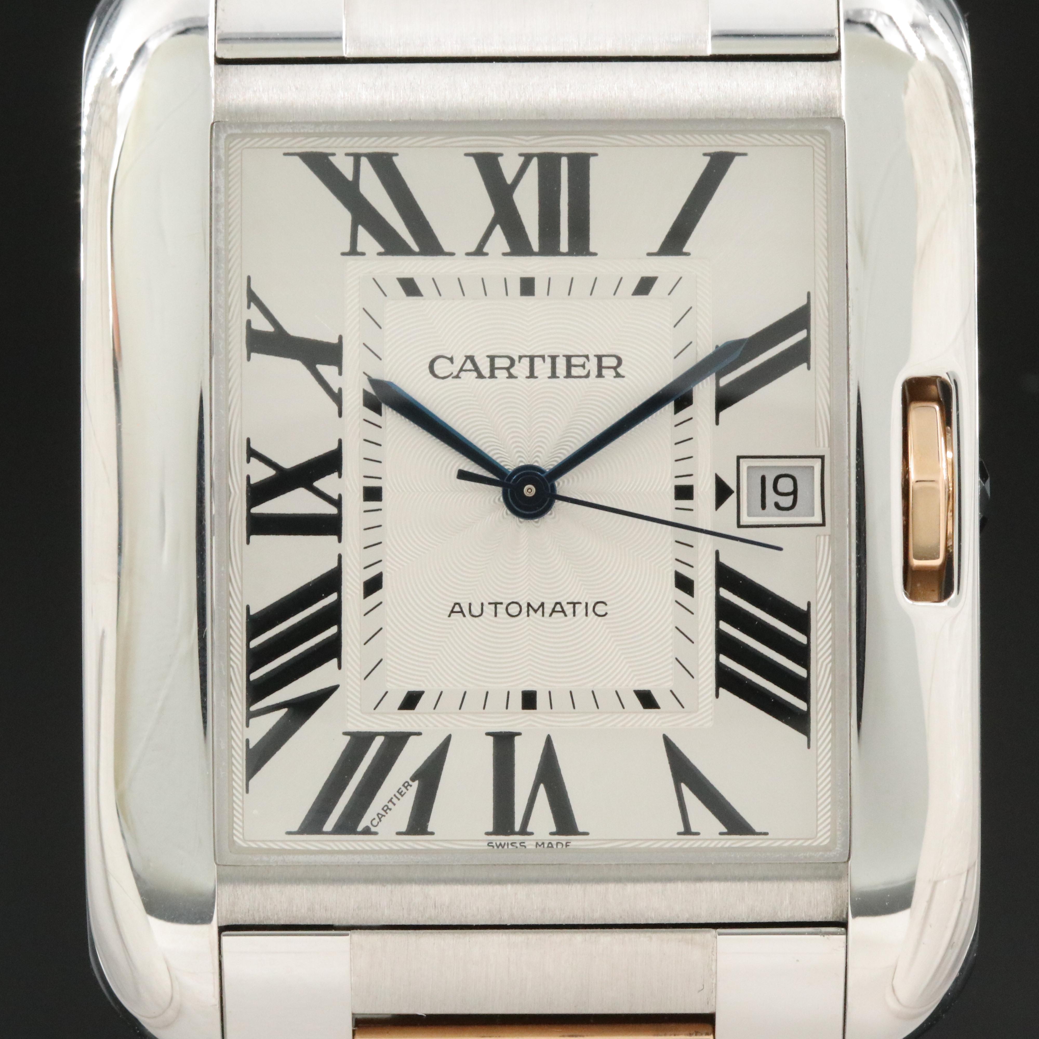 Cartier Tank Anglaise XL 18K Rose Gold and Stainless Steel Watch