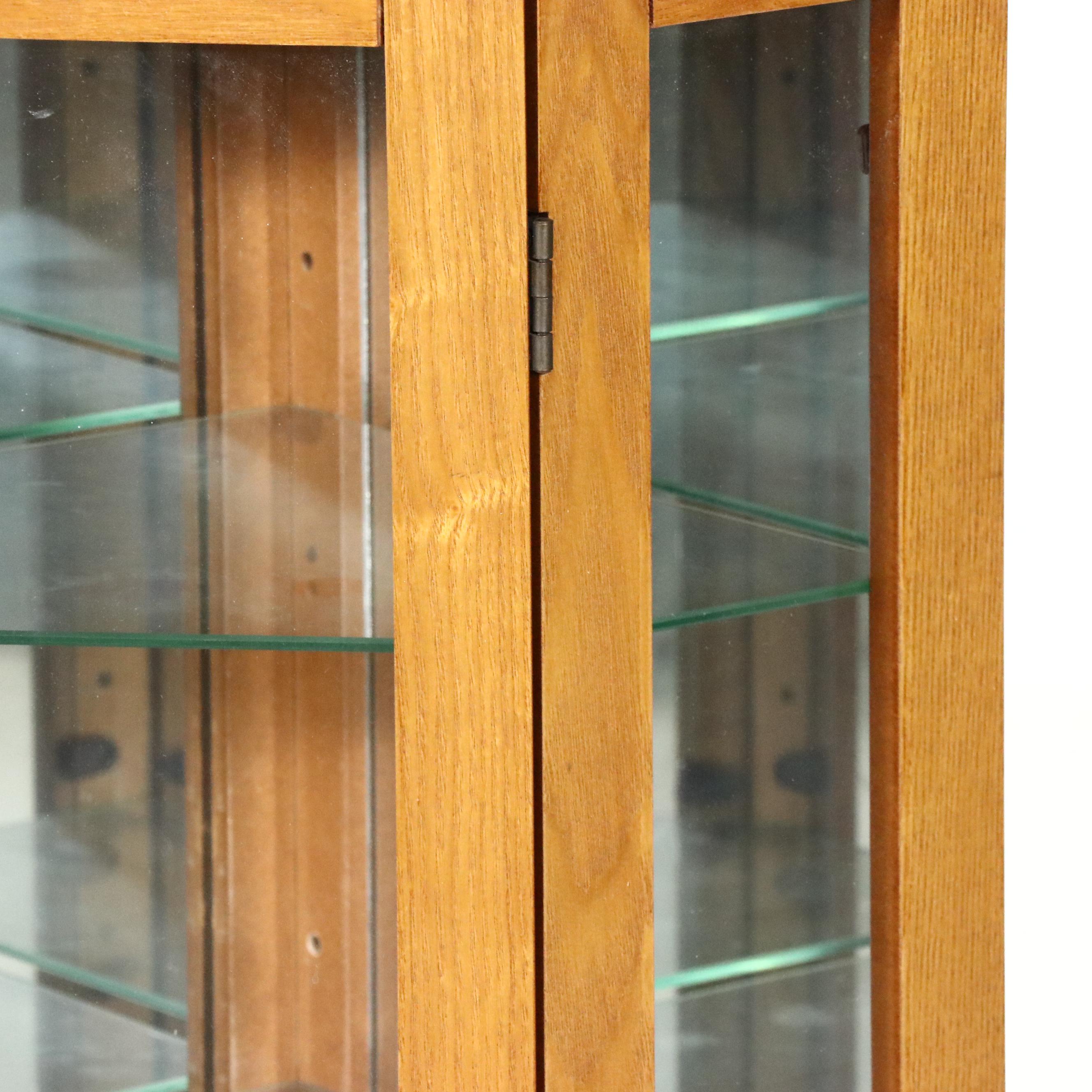 Wood and Glass Corner Display Cabinet