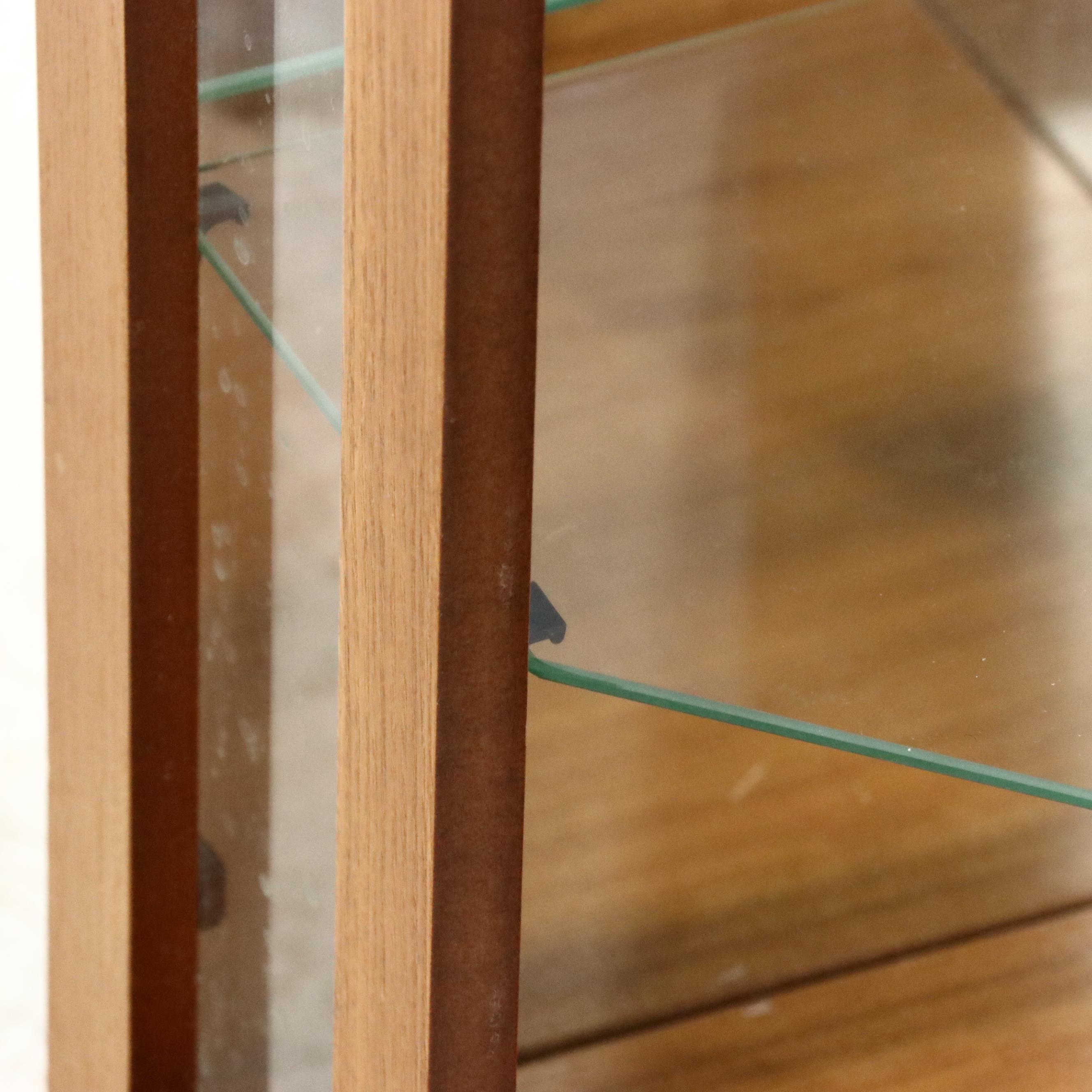 Wood and Glass Corner Display Cabinet