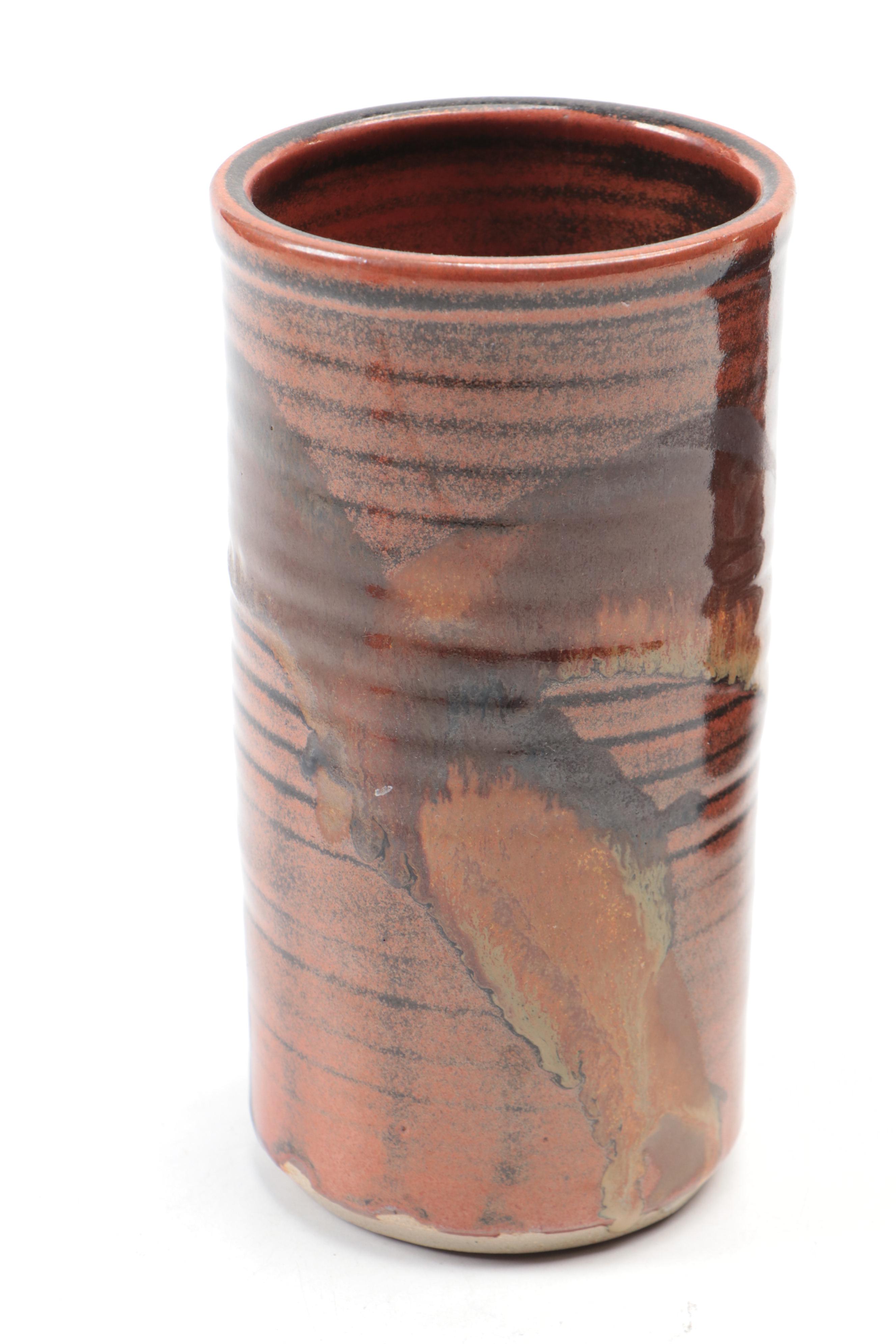 Brownware Bean Pot with Other Tableware and Vase