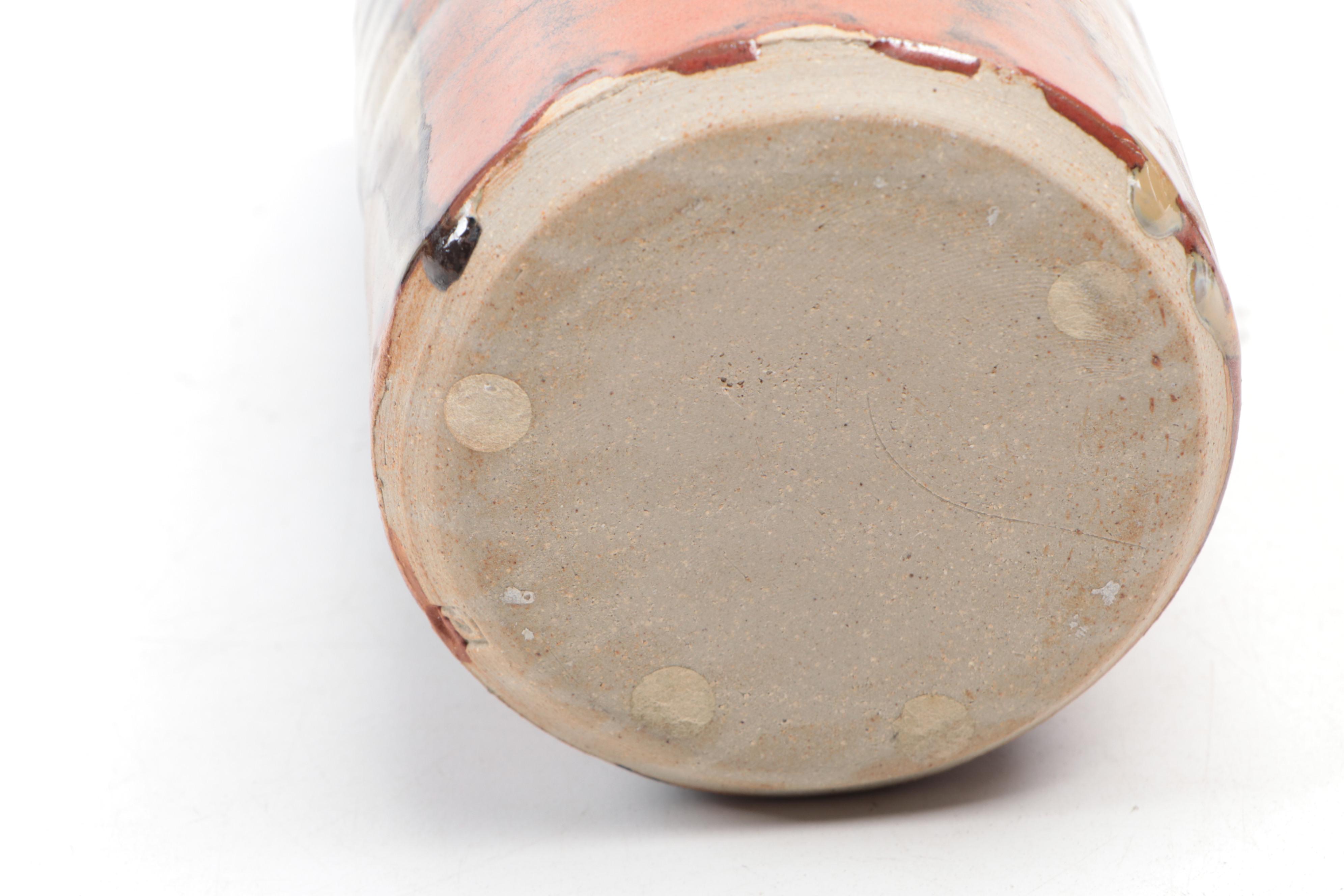 Brownware Bean Pot with Other Tableware and Vase