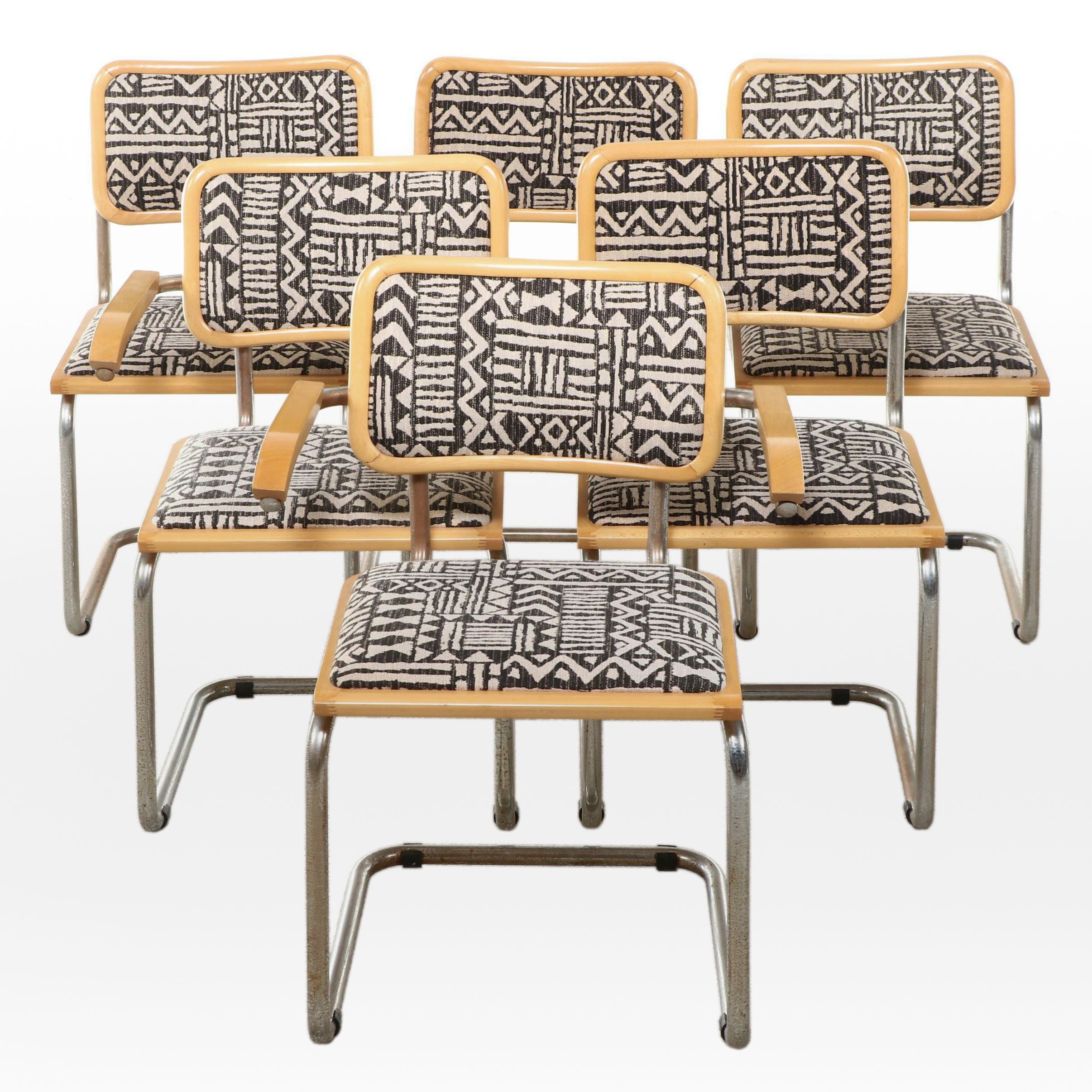Six Italian Modernist Chrome and Beech Cesca Chairs, Manner of Marcel Breuer