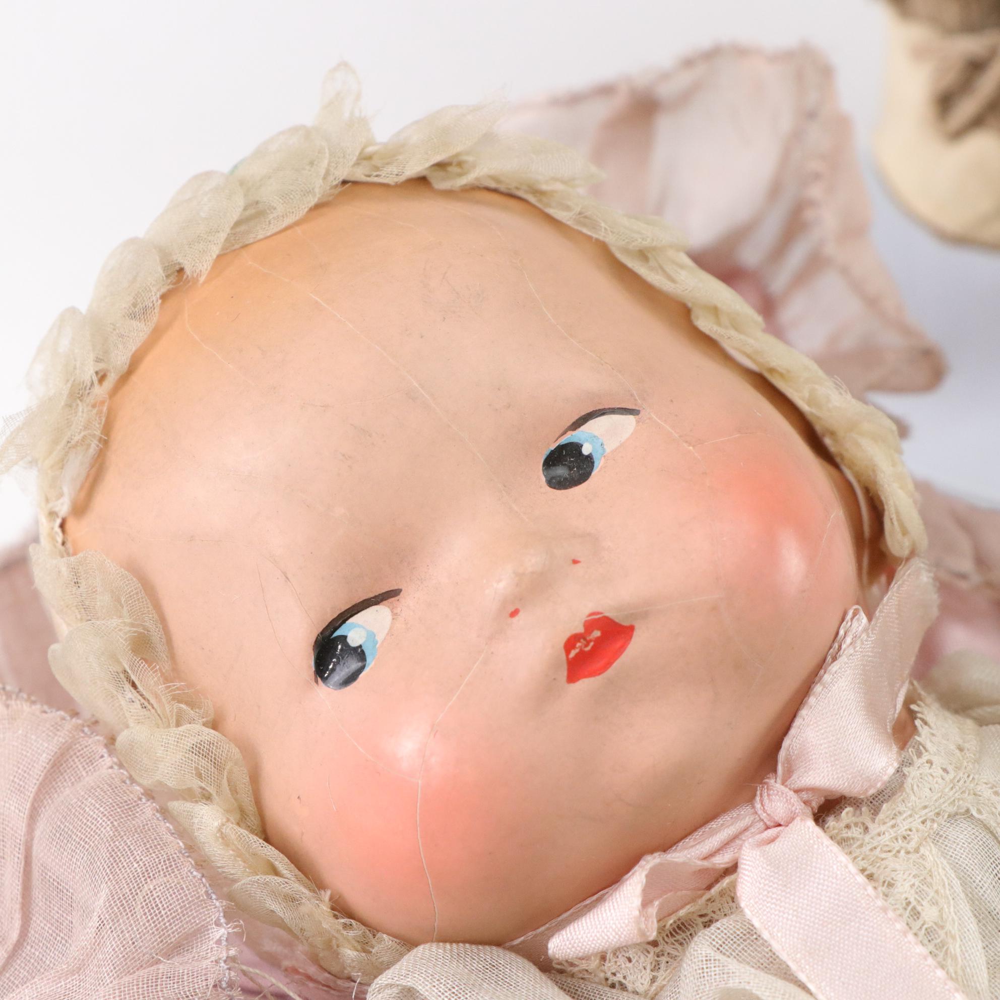 Puppet Baby Doll With German Bisque Baby Dolls, Early to Mid 20th Century