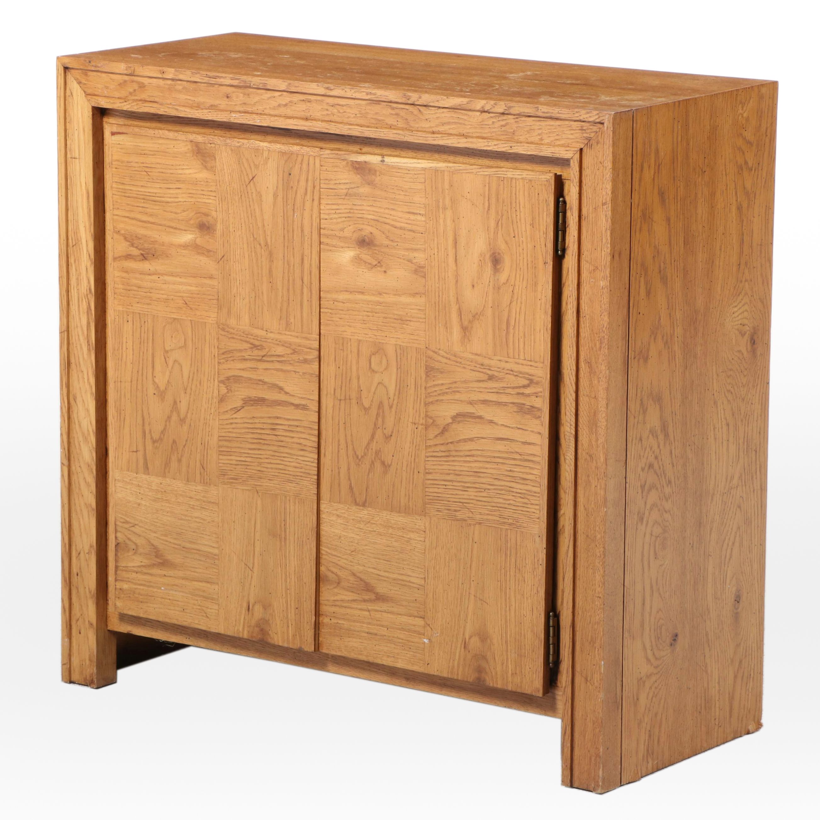 Modernist Oak-Veneered Side Cabinet, Late 20th Century