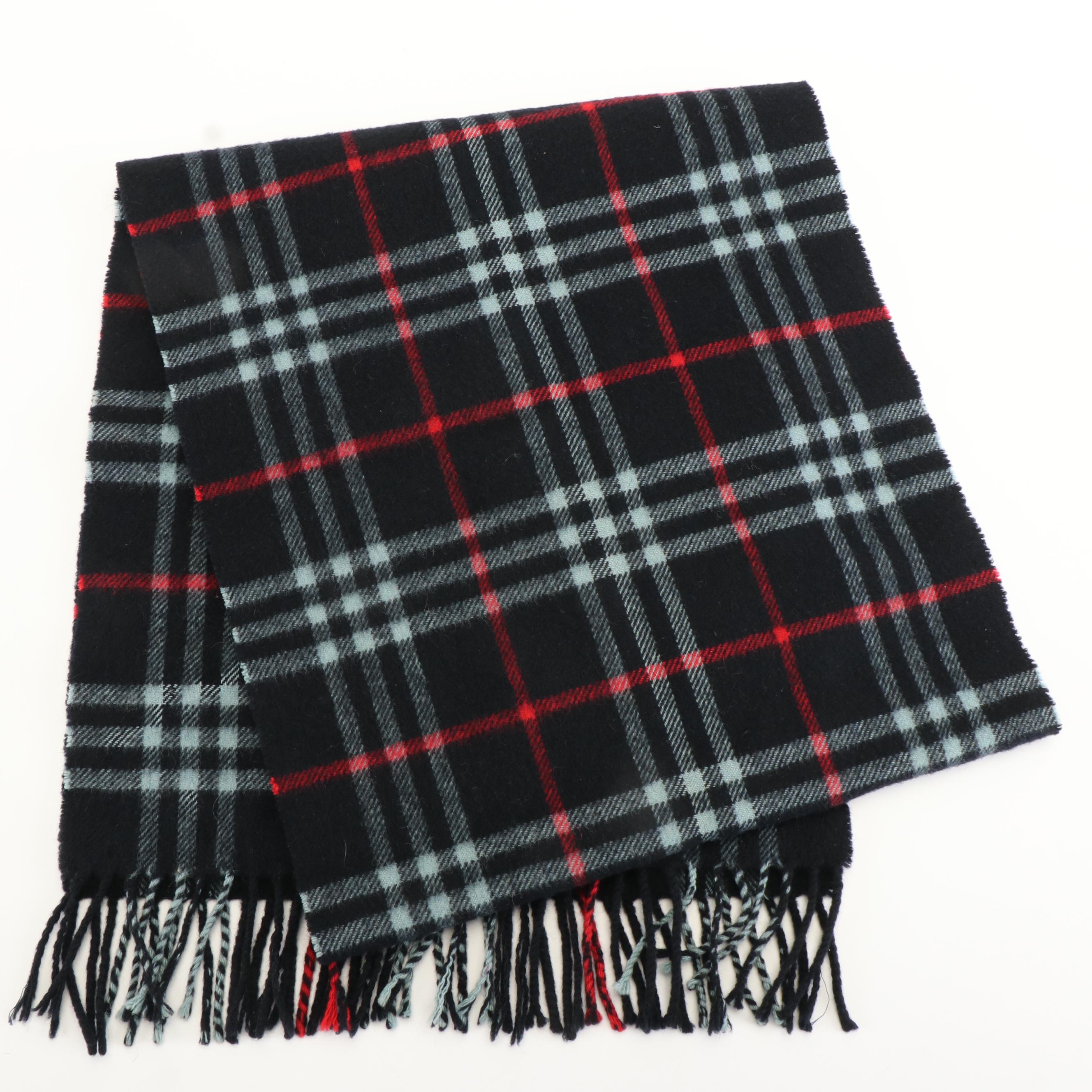 Burberrys of London Cashmere Fringe Scarf in House Check