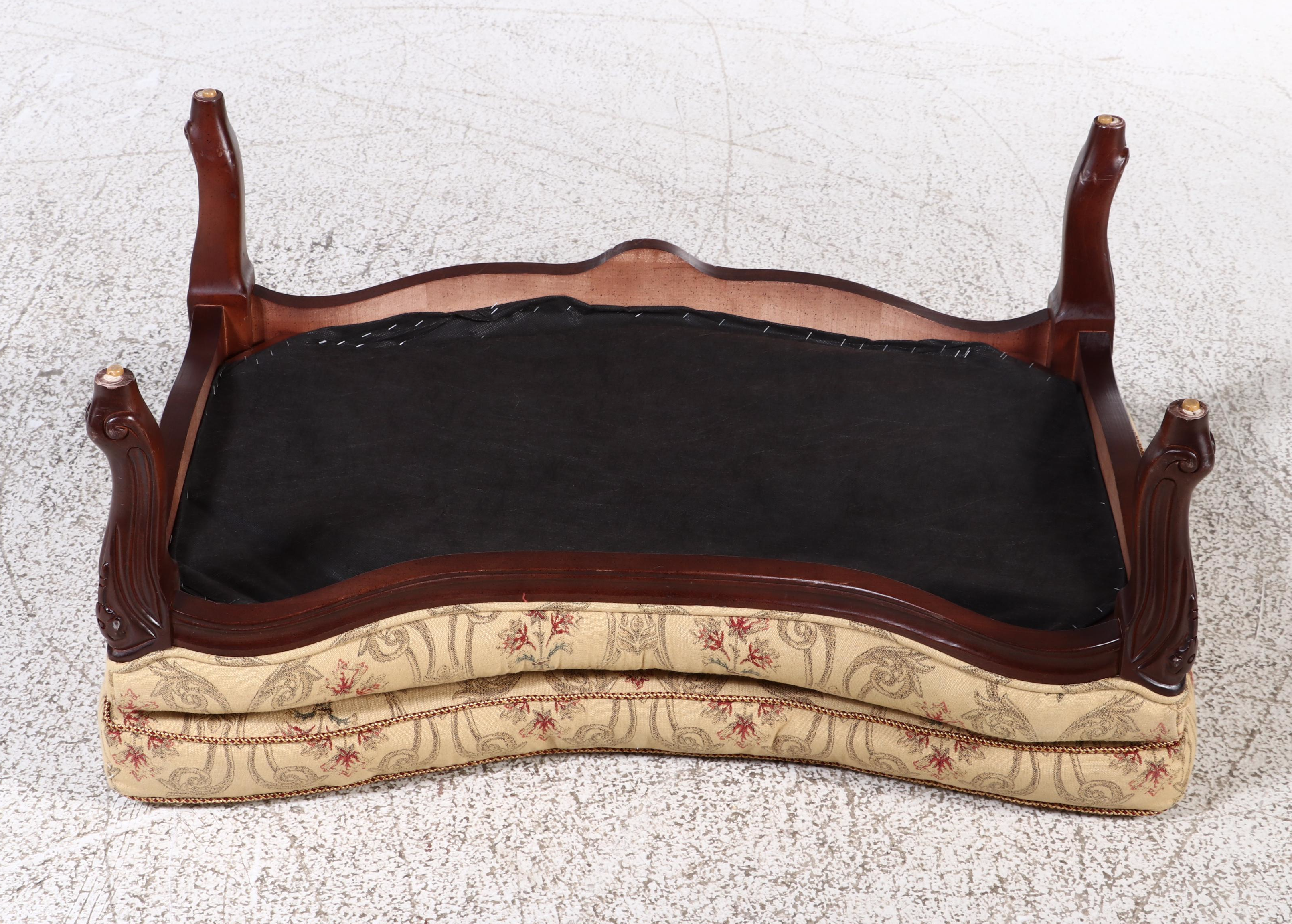 Norwalk Furniture Louis XV Style Fruitwood-Stained Bergère with Ottoman