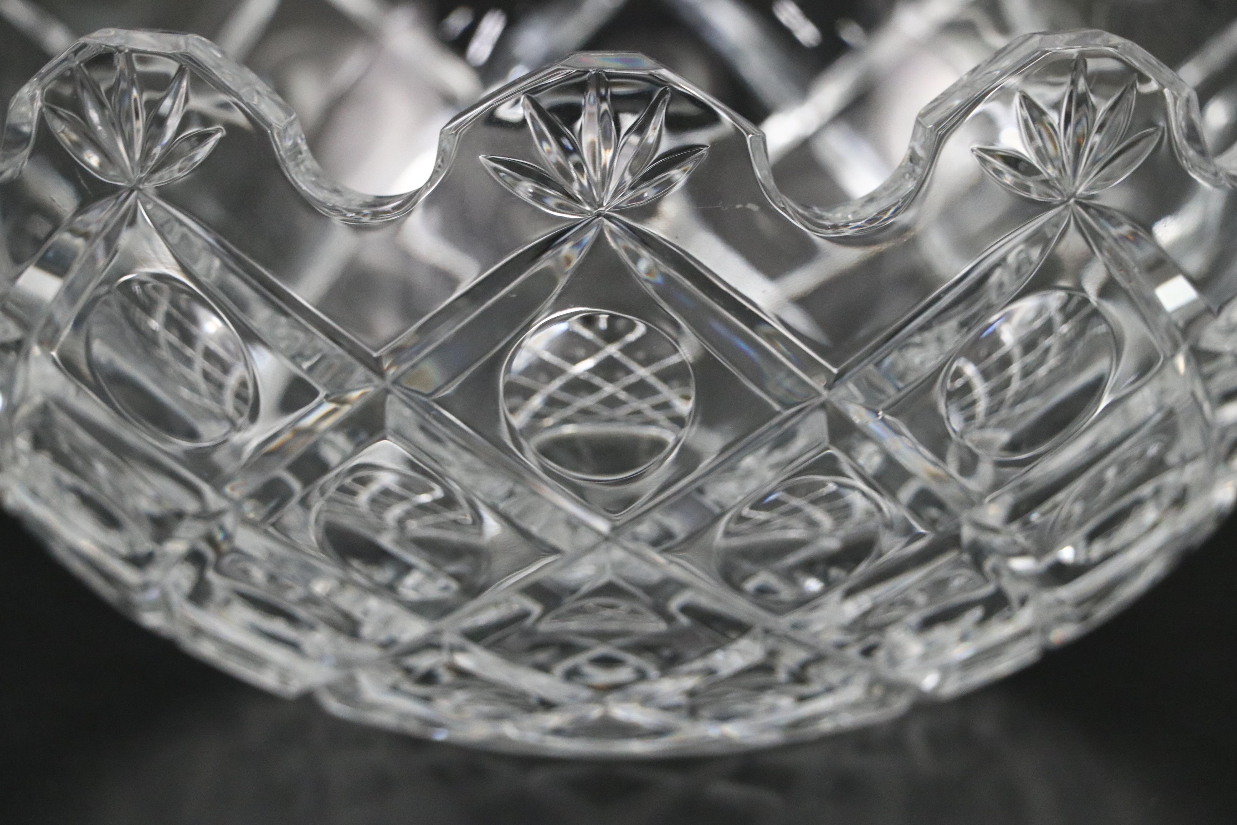 Rogaska Crystal Bowl with Glass Open Lace Cake Stand and Other Serving Dishes