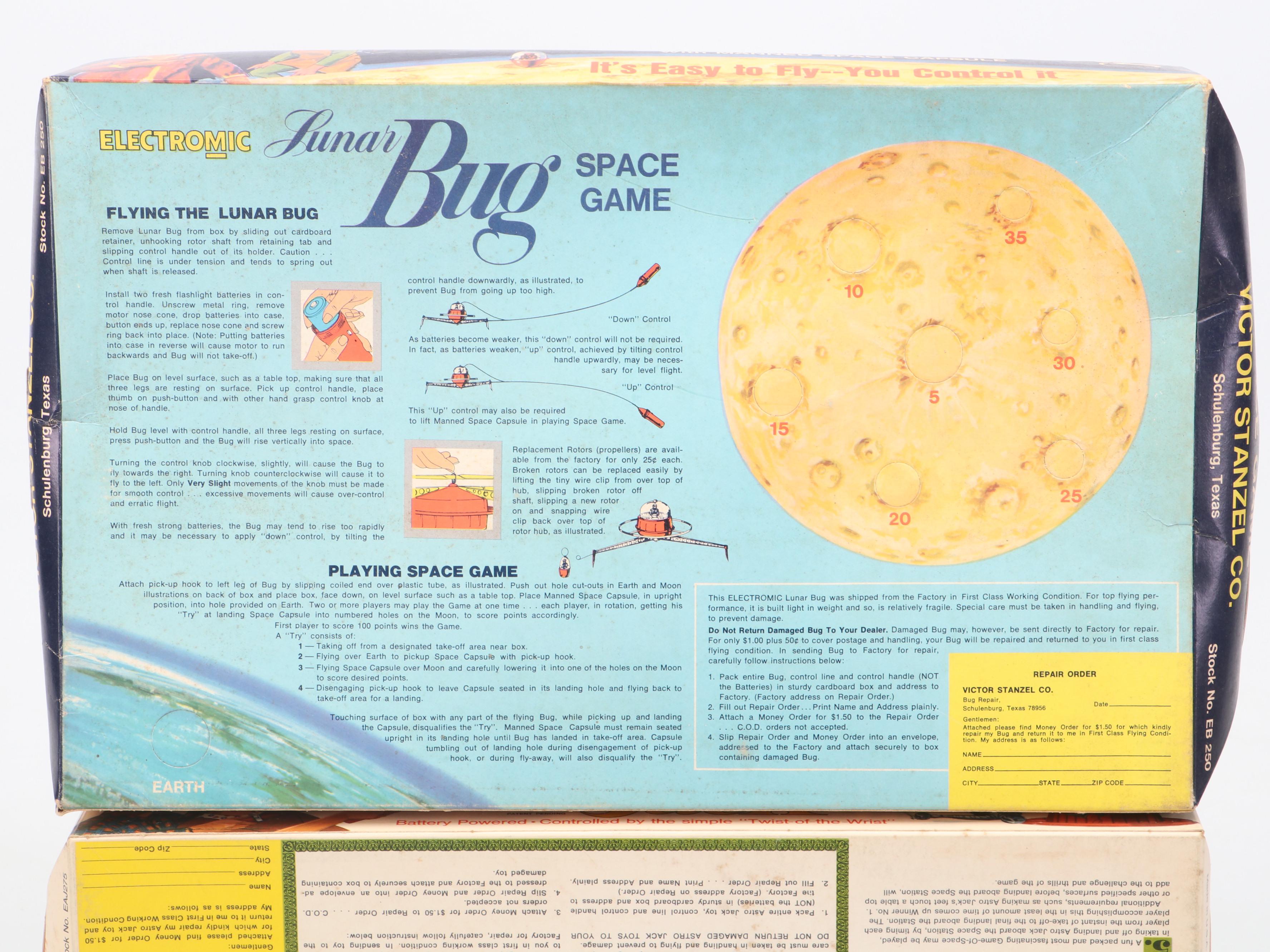 Victor Stanzel Lunar Bug Space Game and Astro Jack Electronic Toys, Mid-20th C.