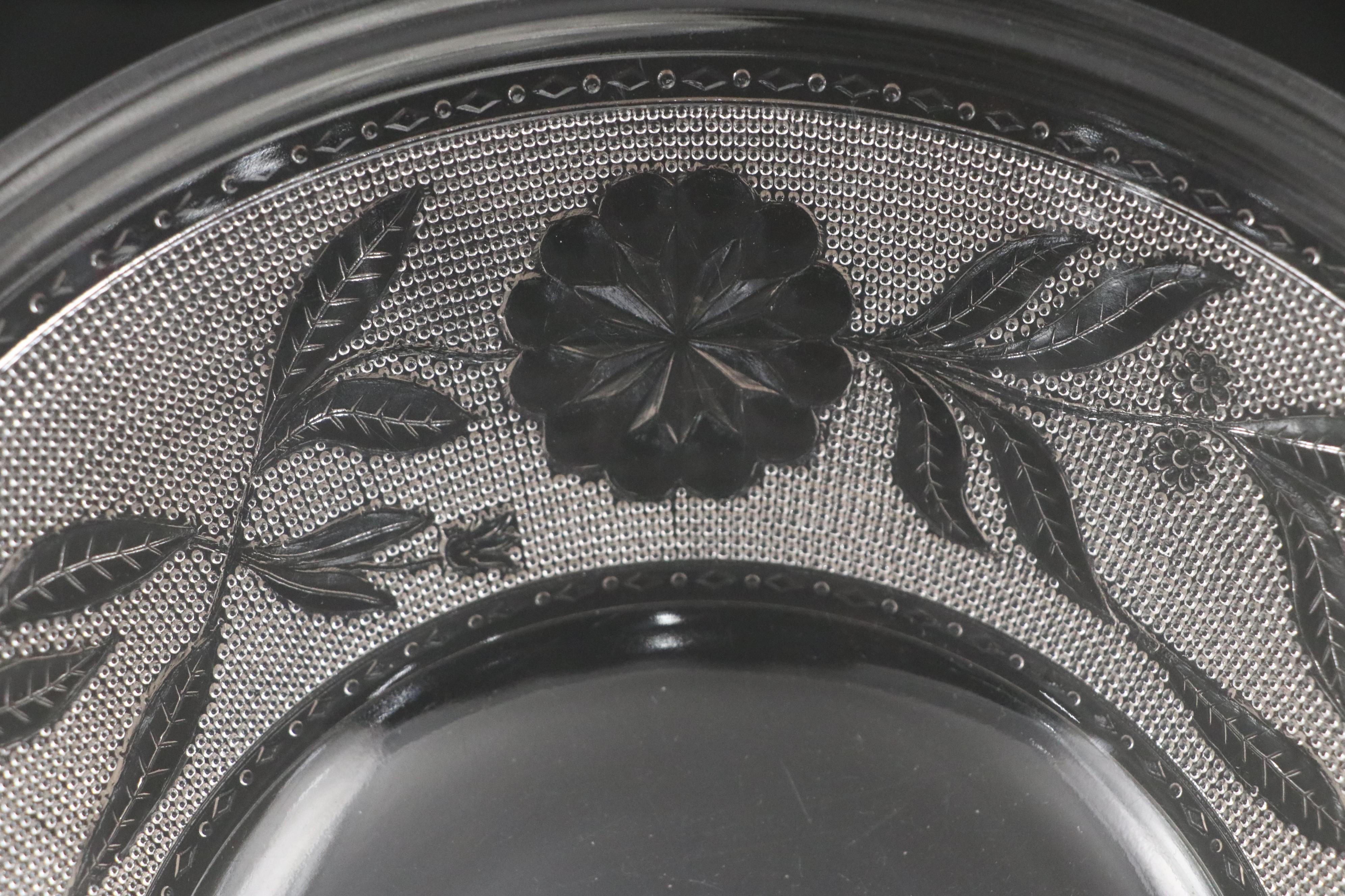 McKee & Brothers Iris Cake Stand with EAPG and Other Glass Tableware