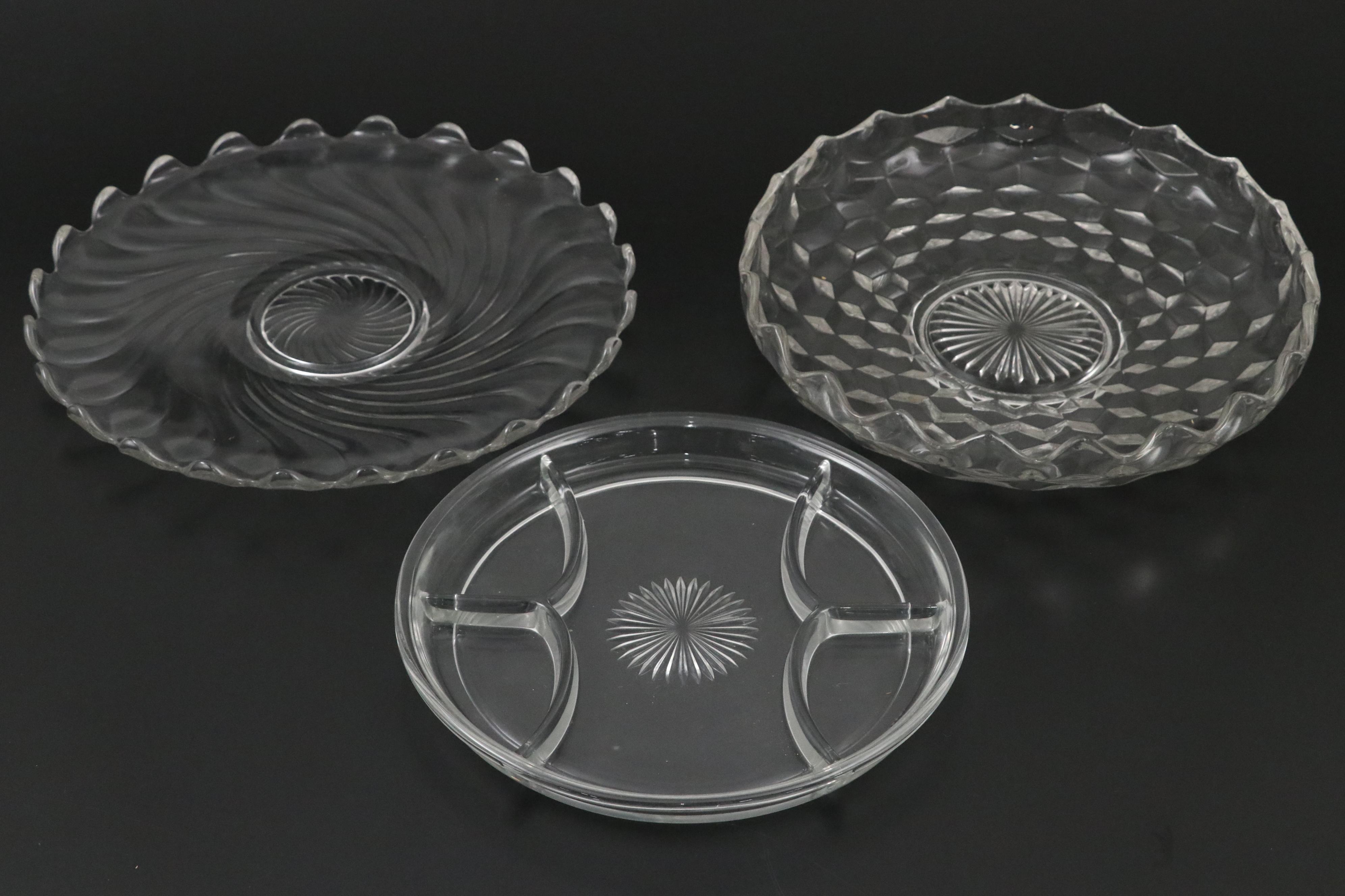 McKee & Brothers Iris Cake Stand with EAPG and Other Glass Tableware
