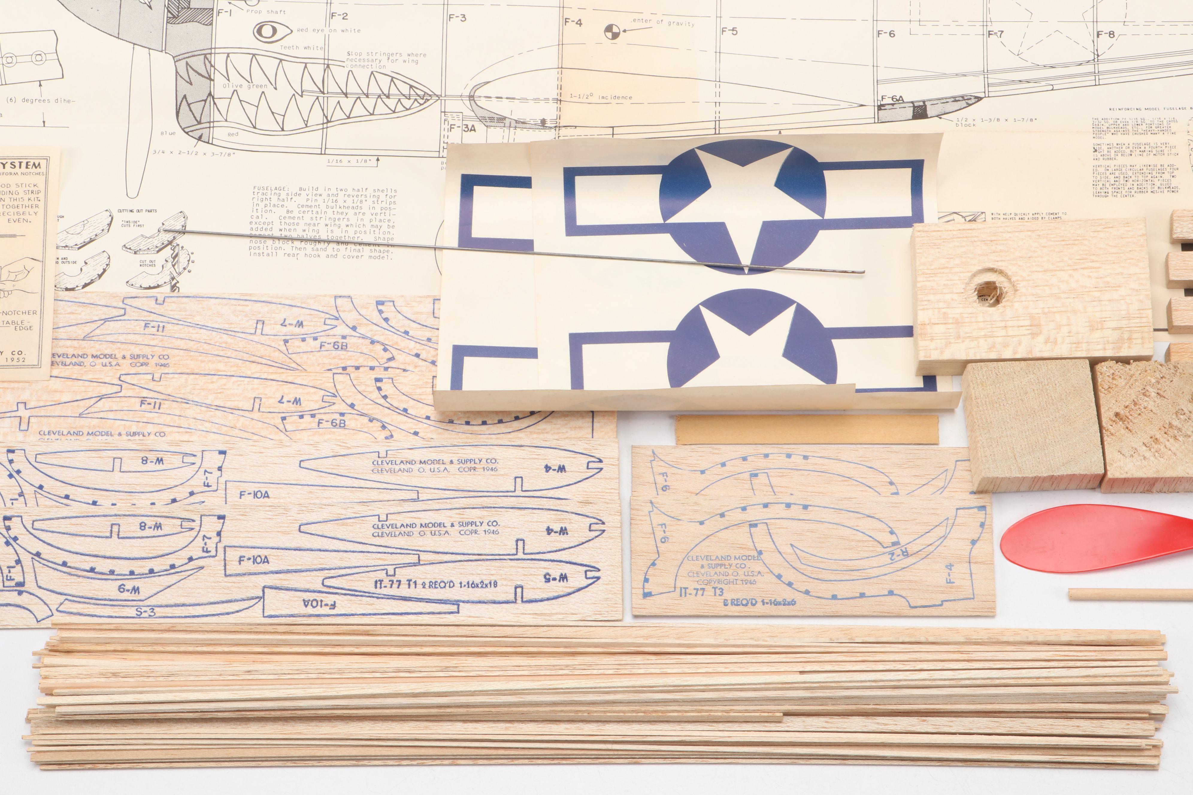 Cleveland "Curtiss Warhawk P-40" Airplane Model Kit, 1959