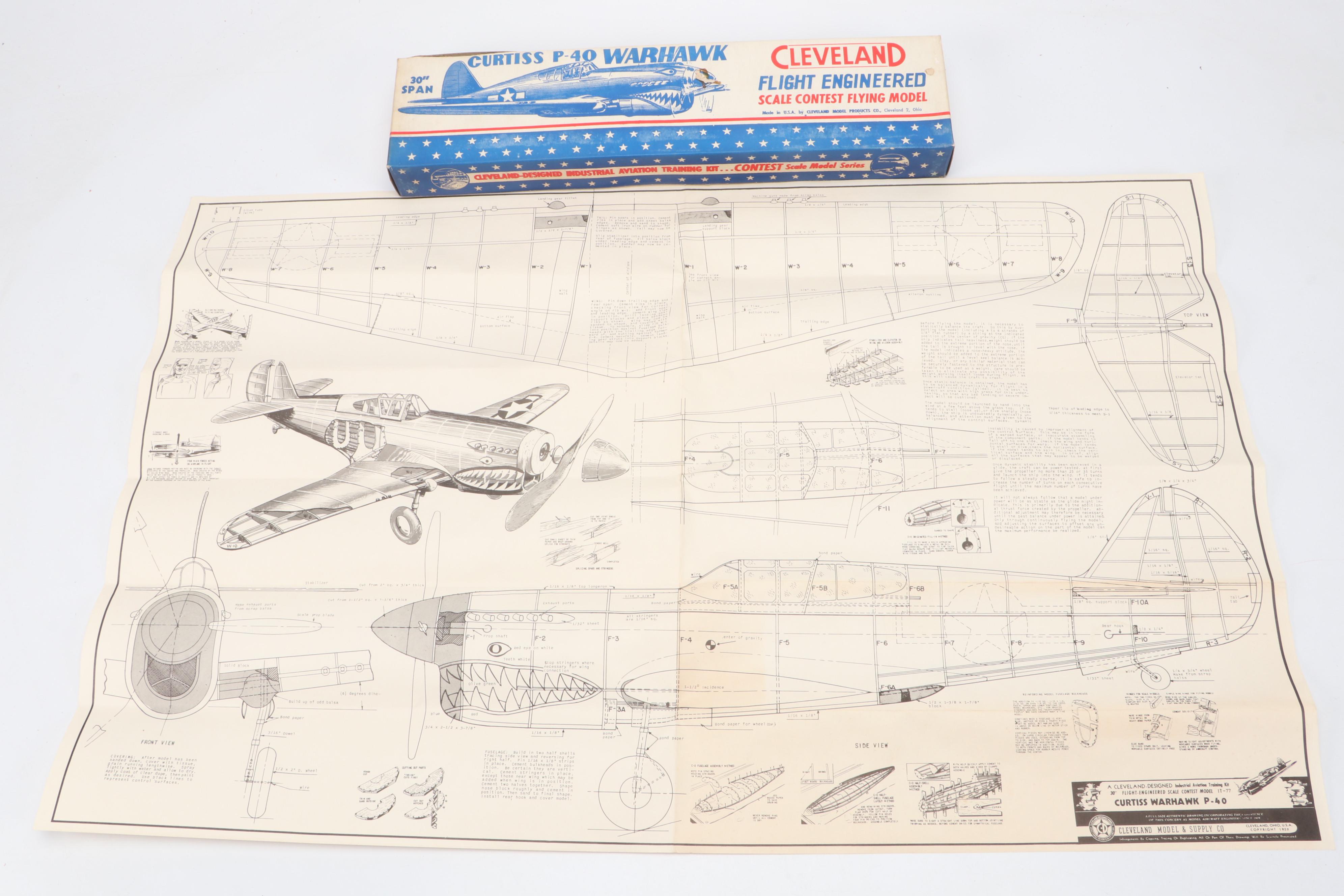 Cleveland "Curtiss Warhawk P-40" Airplane Model Kit, 1959