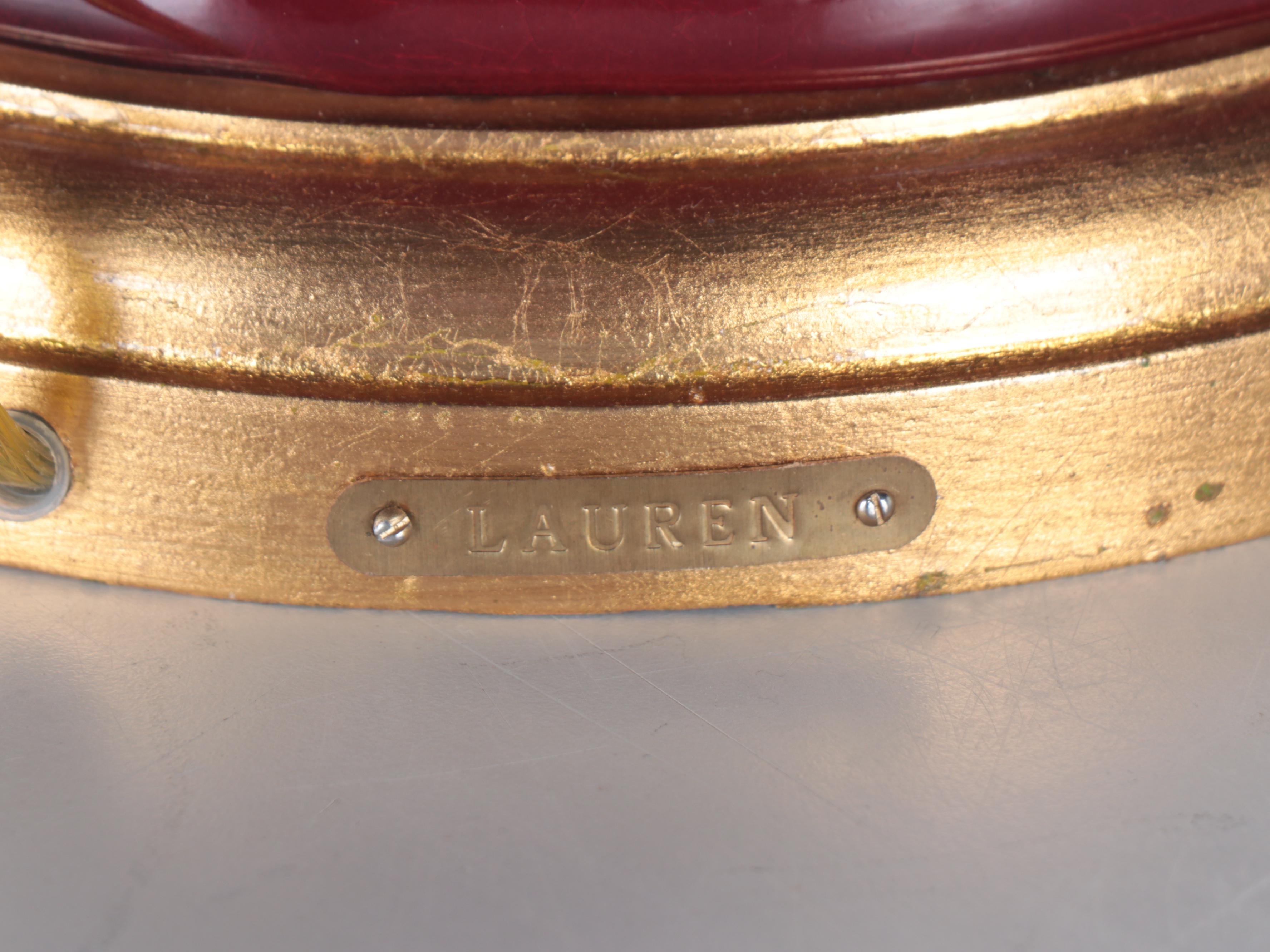 Ralph Lauren Chinese Porcelain Oxblood Vase Lamp with Pleated Shade